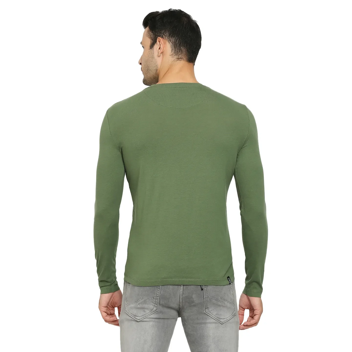 Green Regular Fit Men's Long Sleeves T-Shirt by Being Human Clothing - Image 10