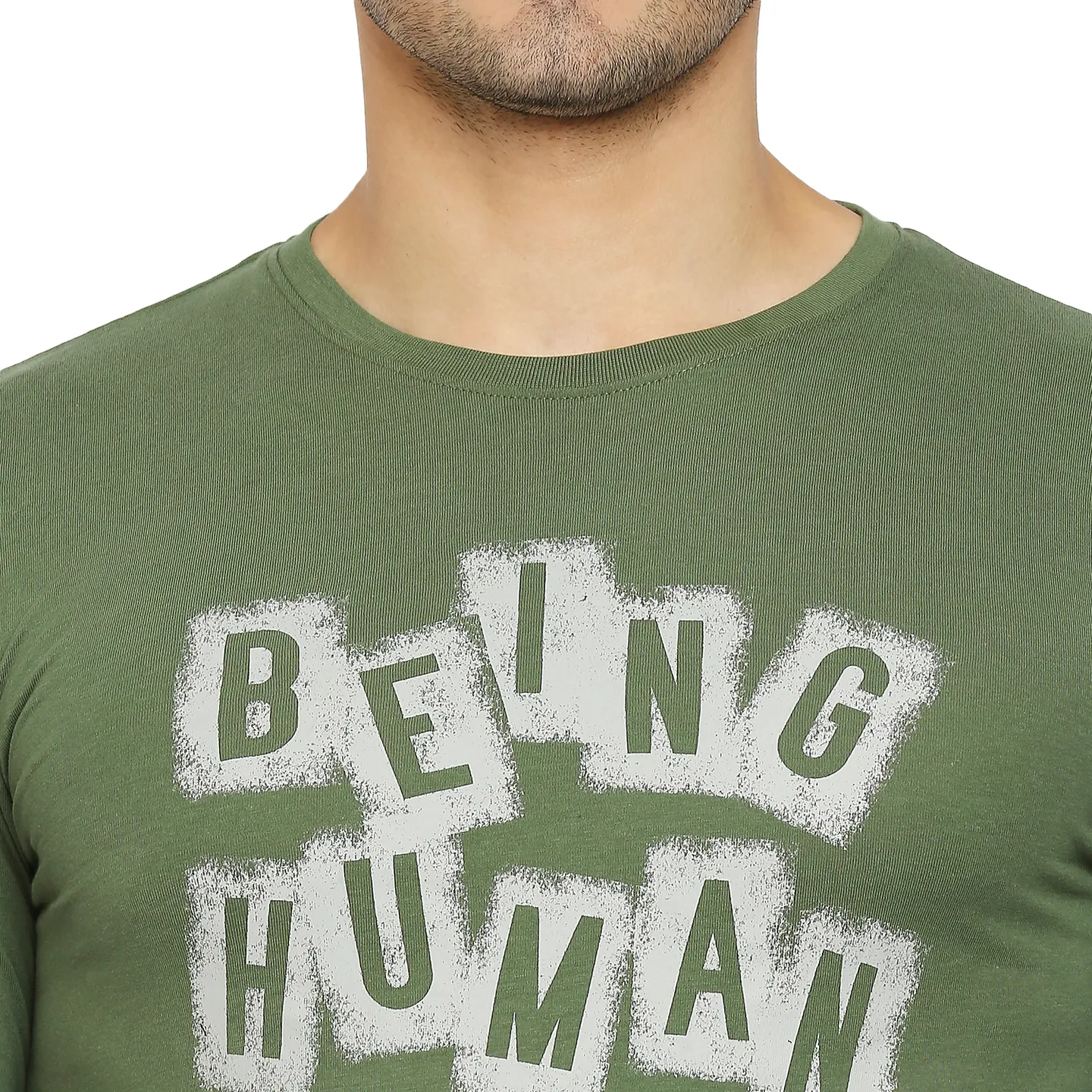Green Regular Fit Men's Long Sleeves T-Shirt by Being Human Clothing - Image 2