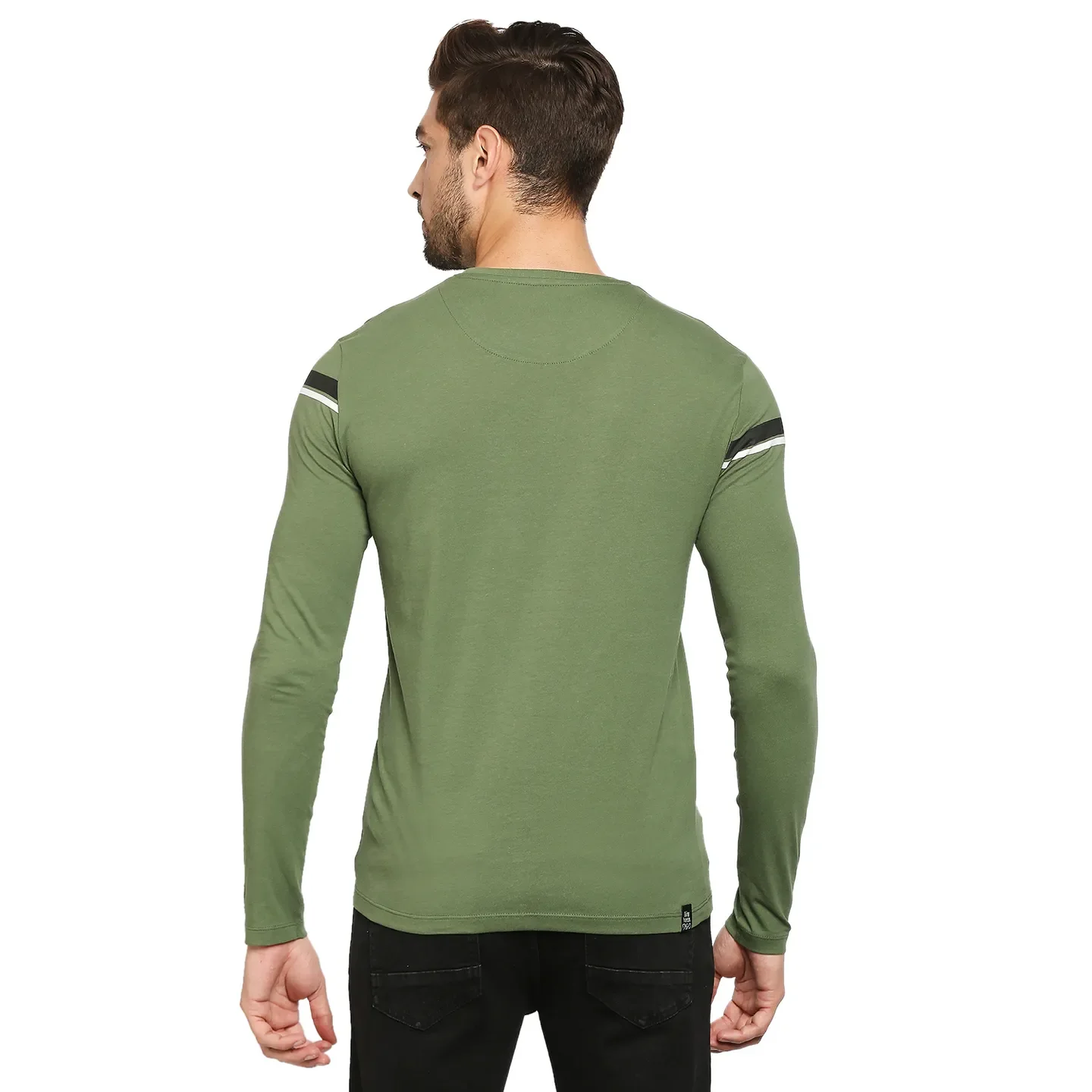 Green Regular Fit Men's Long Sleeves T-Shirt by Being Human Clothing - Image 4