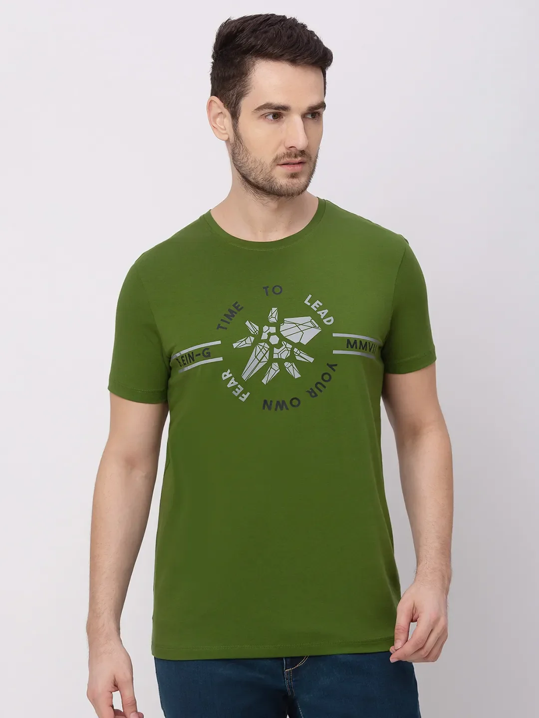 Green Regular Fit Men's Short Sleeves T-Shirt by Being Human Clothing