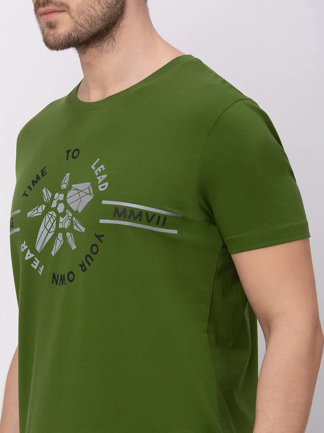 Green Regular Fit Men's Short Sleeves T-Shirt by Being Human Clothing - Image 4
