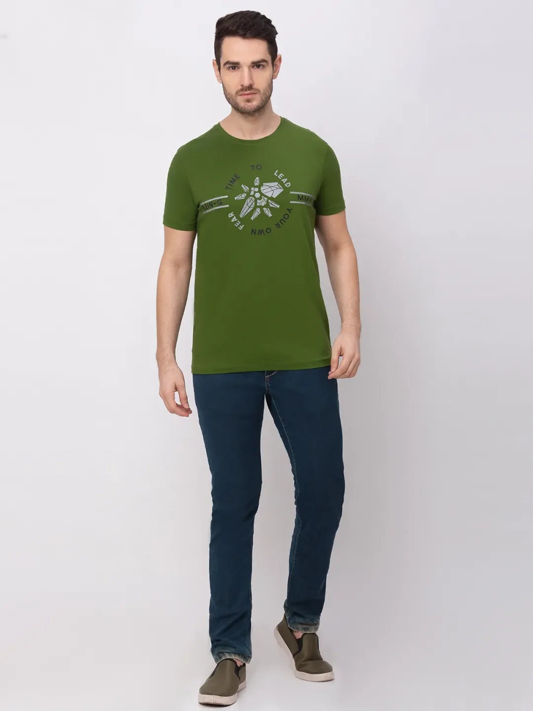 Green Regular Fit Men's Short Sleeves T-Shirt by Being Human Clothing - Image 6