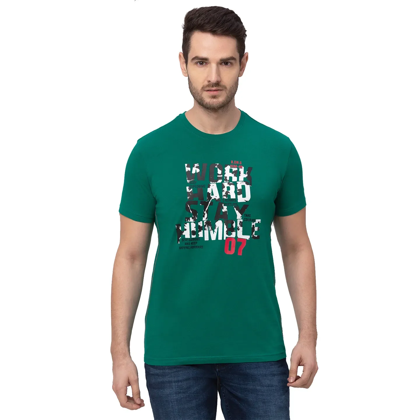 Green Regular Fit Men's Short Sleeves T-Shirt by Being Human Clothing