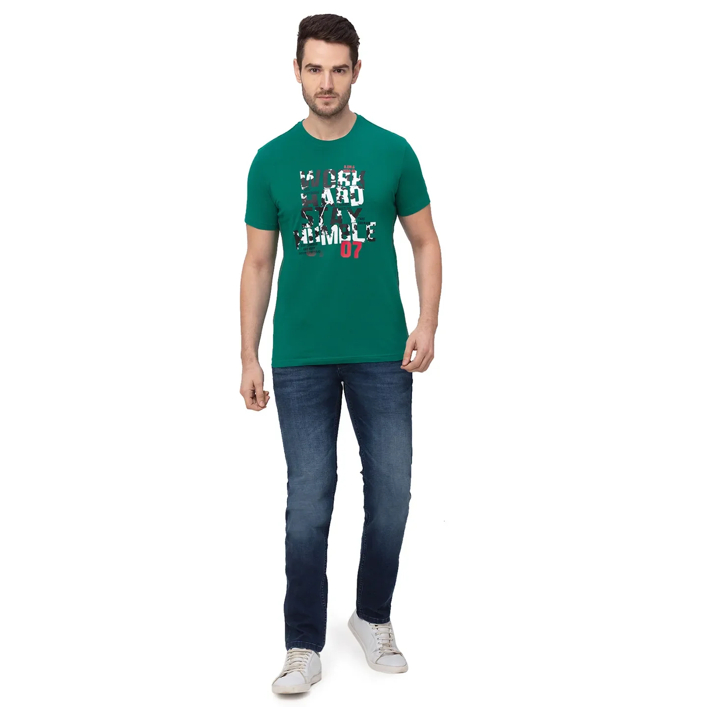 Green Regular Fit Men's Short Sleeves T-Shirt by Being Human Clothing - Image 2