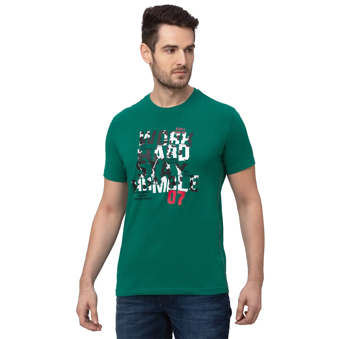 Green Regular Fit Men's Short Sleeves T-Shirt by Being Human Clothing - Image 8