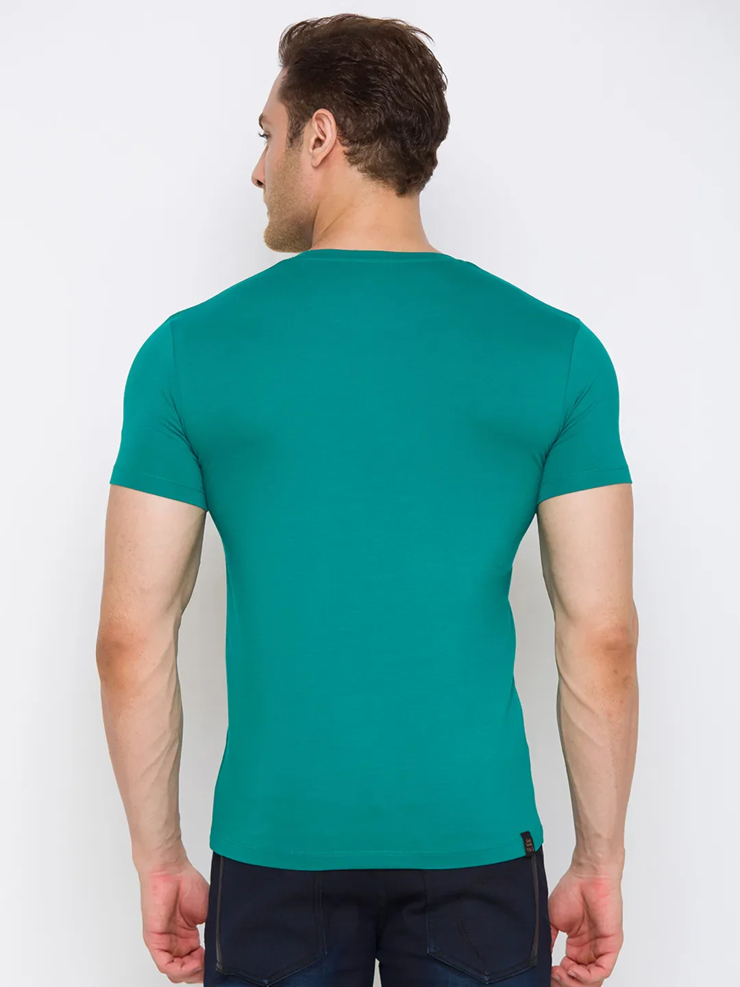 Green Regular Fit Round Neck Men's T-Shirt by Being Human Clothing - Image 3