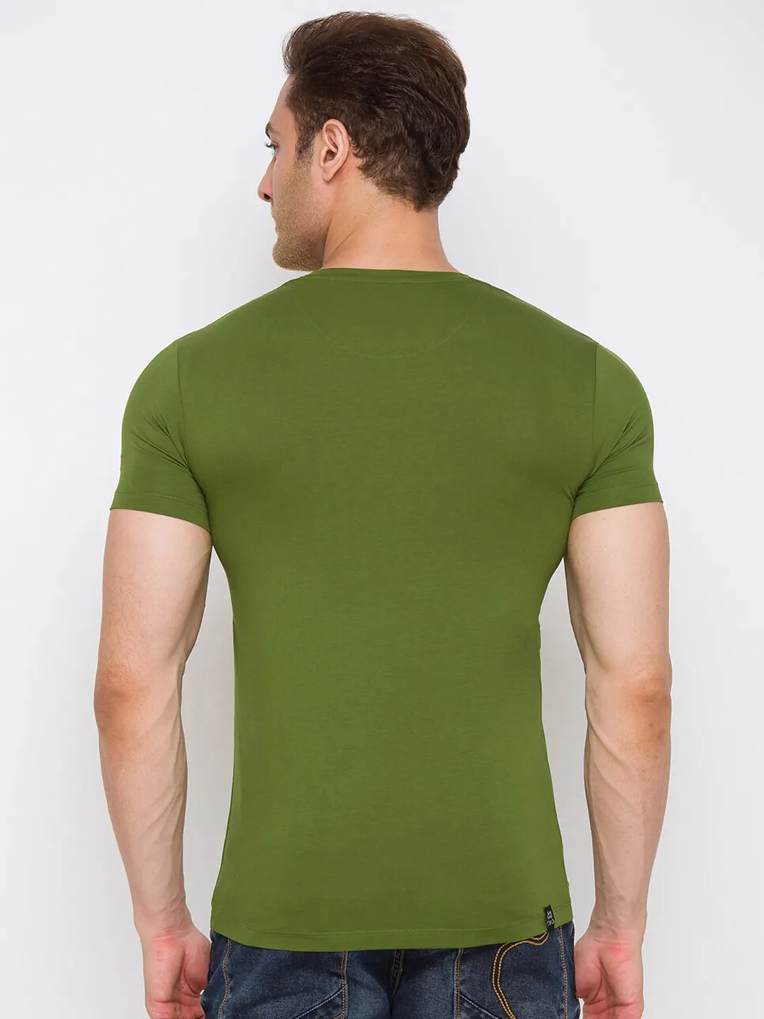 Green Regular Fit Round Neck Men's T-Shirt by Being Human Clothing - Image 3