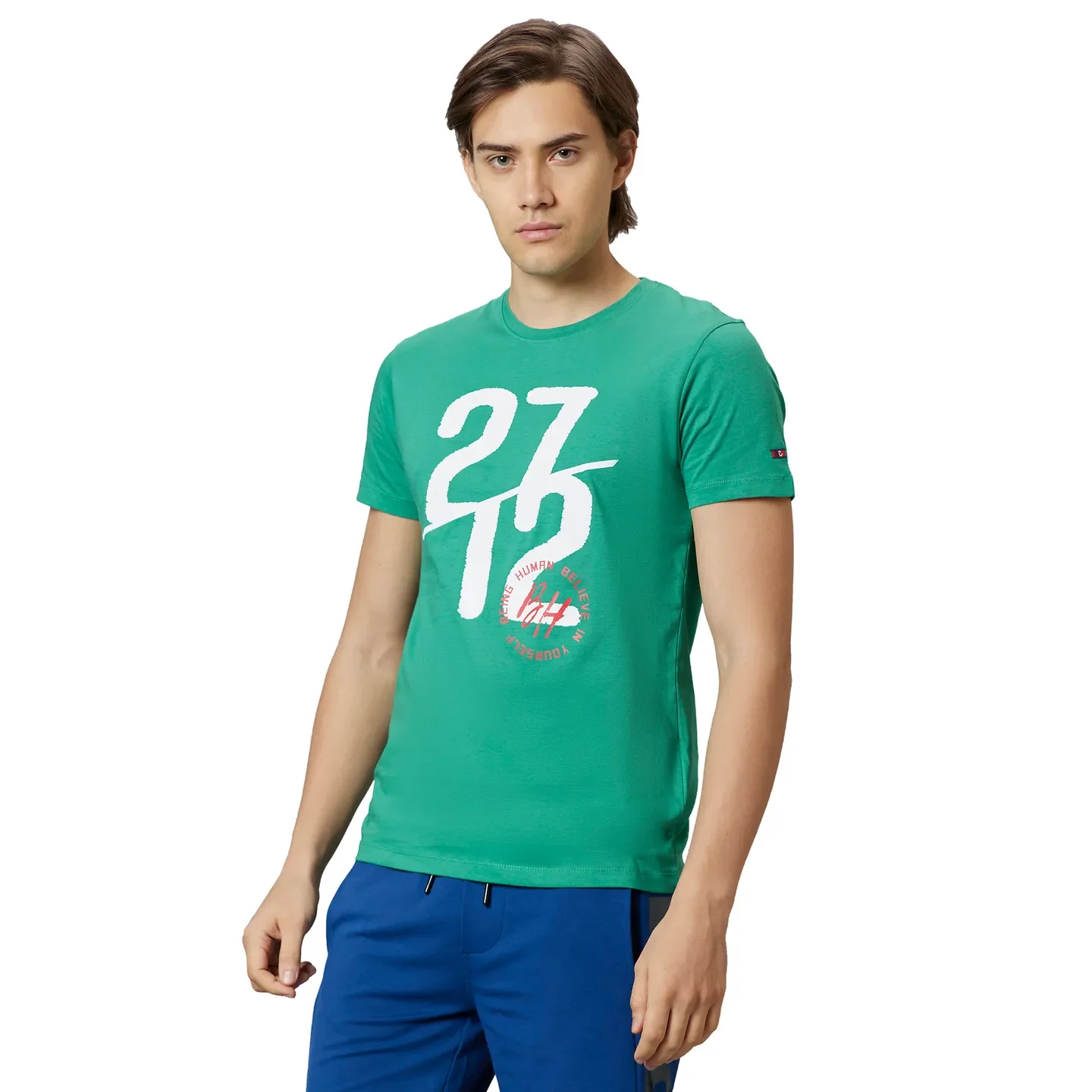 Green Regular Fit Men's Short Sleeves T-Shirt by Being Human Clothing - Image 3