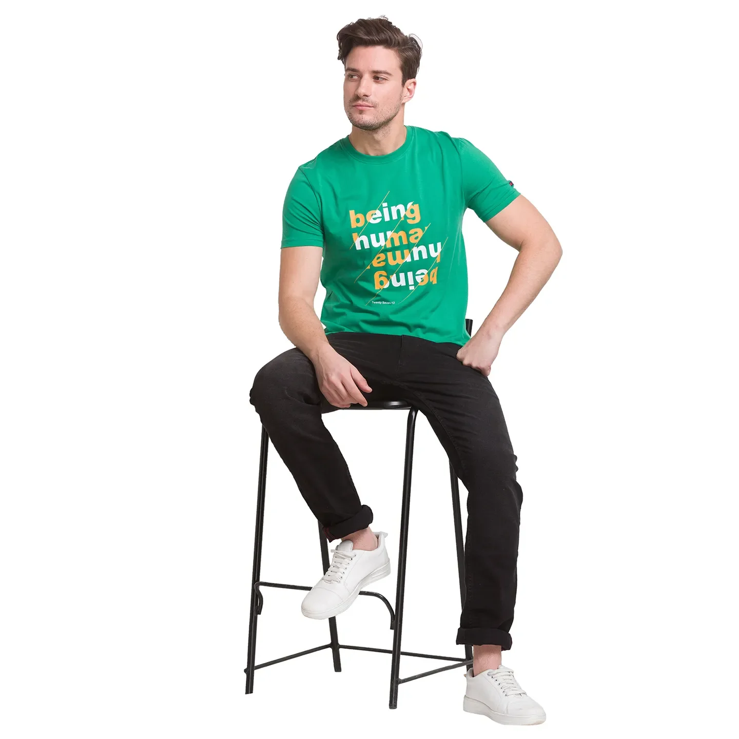 Green Regular Fit Men's Short Sleeves T-Shirt by Being Human Clothing - Image 7