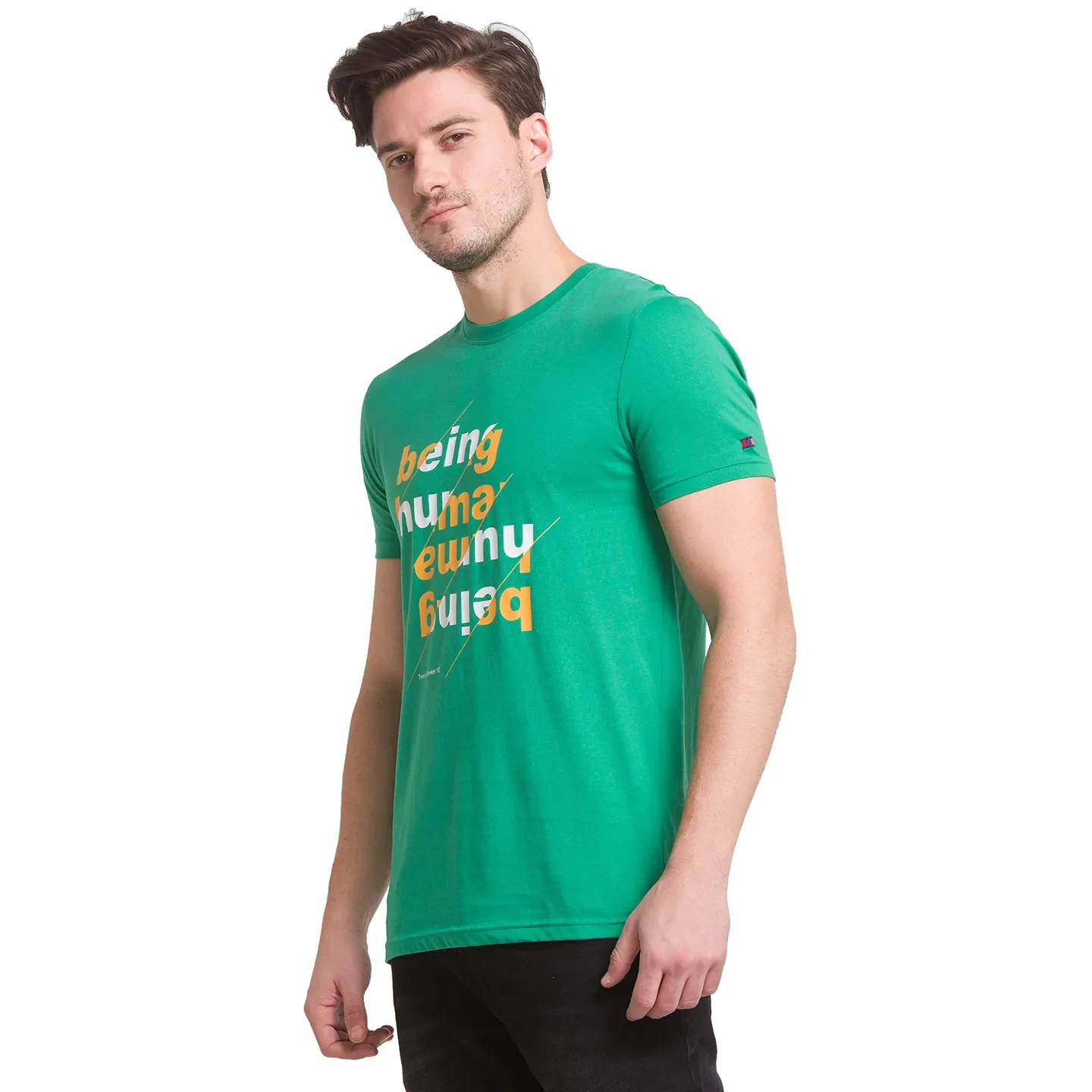 Green Regular Fit Men's Short Sleeves T-Shirt by Being Human Clothing - Image 9