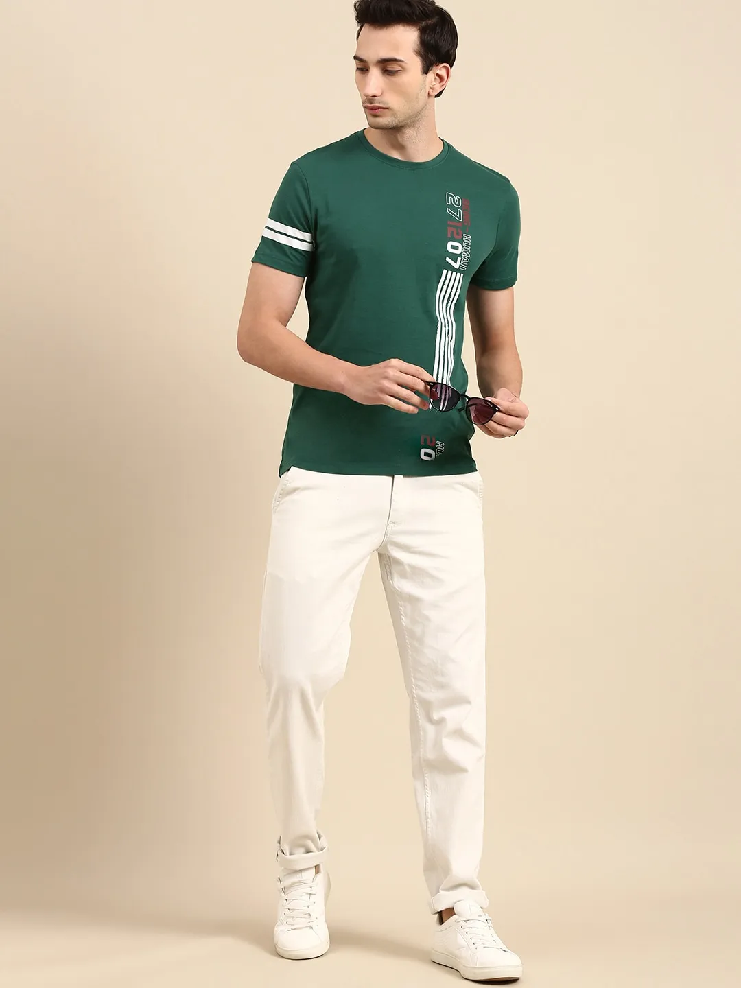 Green Regular Fit Men's Short Sleeves T-Shirt by Being Human Clothing - Image 5