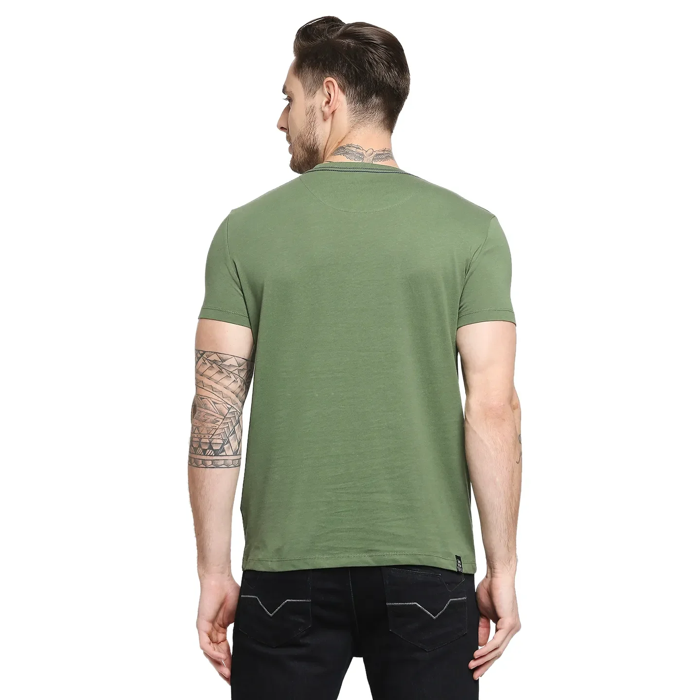 Green Regular Fit Men's Short Sleeves T-Shirt by Being Human Clothing - Image 4