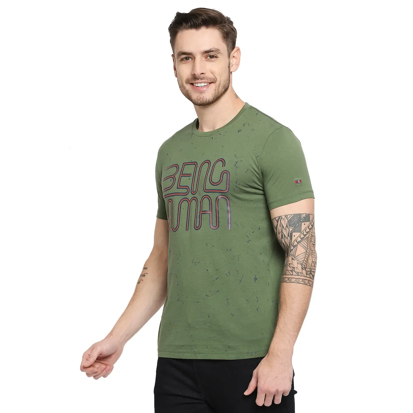 Green Regular Fit Men's Short Sleeves T-Shirt by Being Human Clothing - Image 5