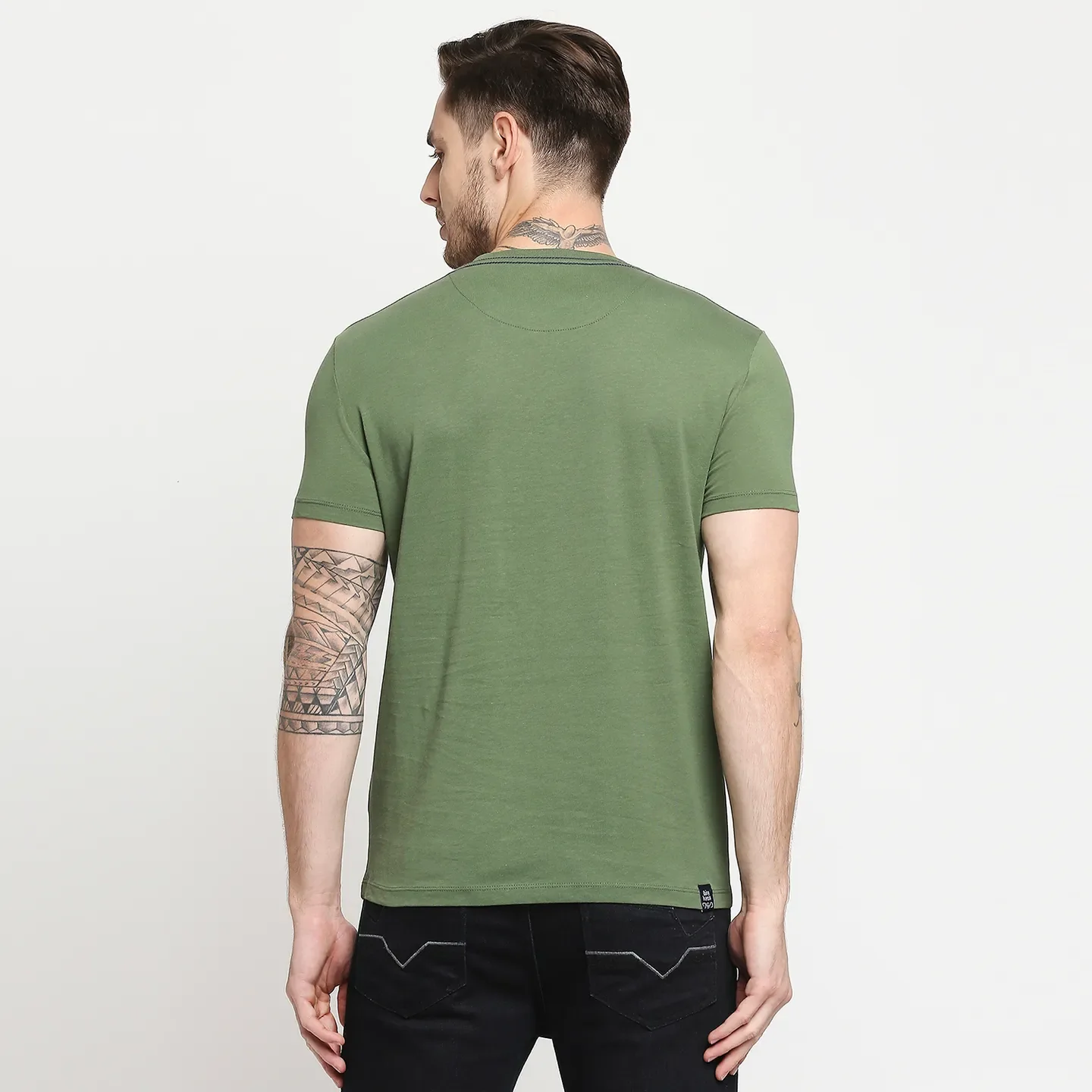 Green Regular Fit Men's Short Sleeves T-Shirt by Being Human Clothing - Image 6
