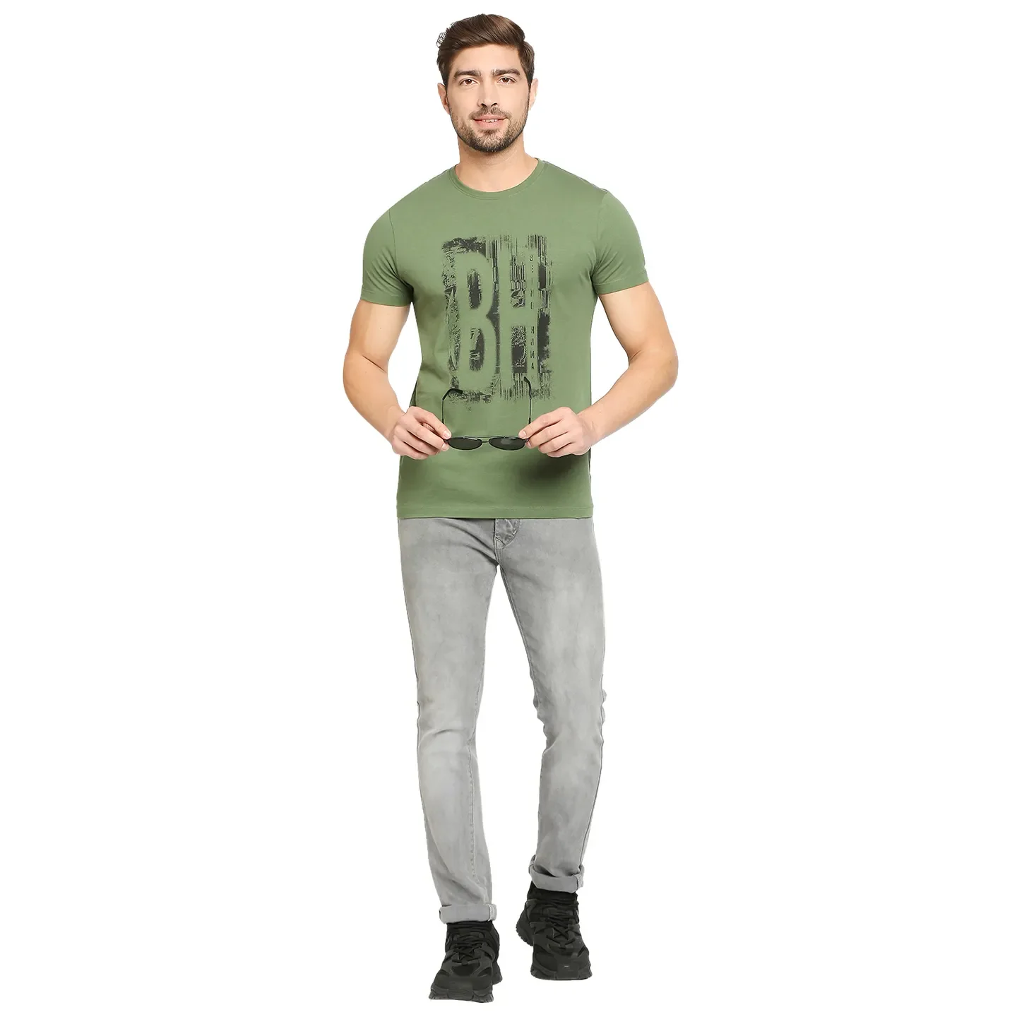 Green Regular Fit Men's Short Sleeves T-Shirt by Being Human Clothing - Image 12