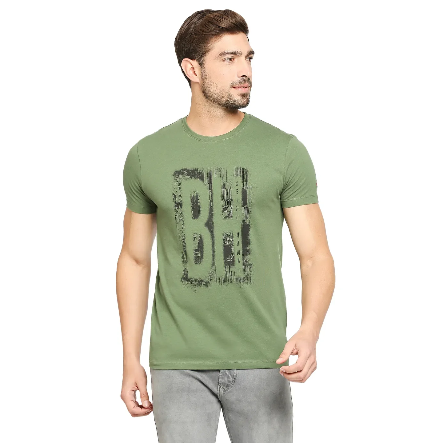 Green Regular Fit Men's Short Sleeves T-Shirt by Being Human Clothing - Image 2