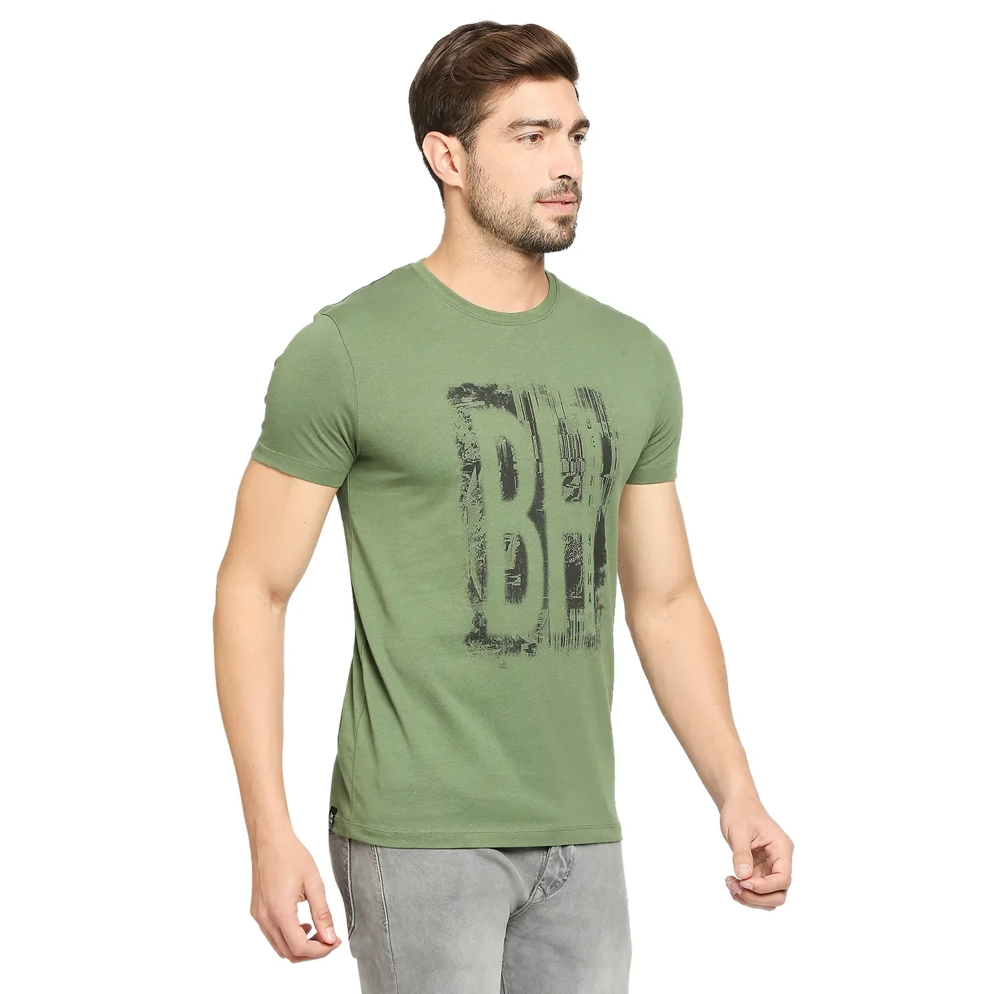 Green Regular Fit Men's Short Sleeves T-Shirt by Being Human Clothing - Image 5