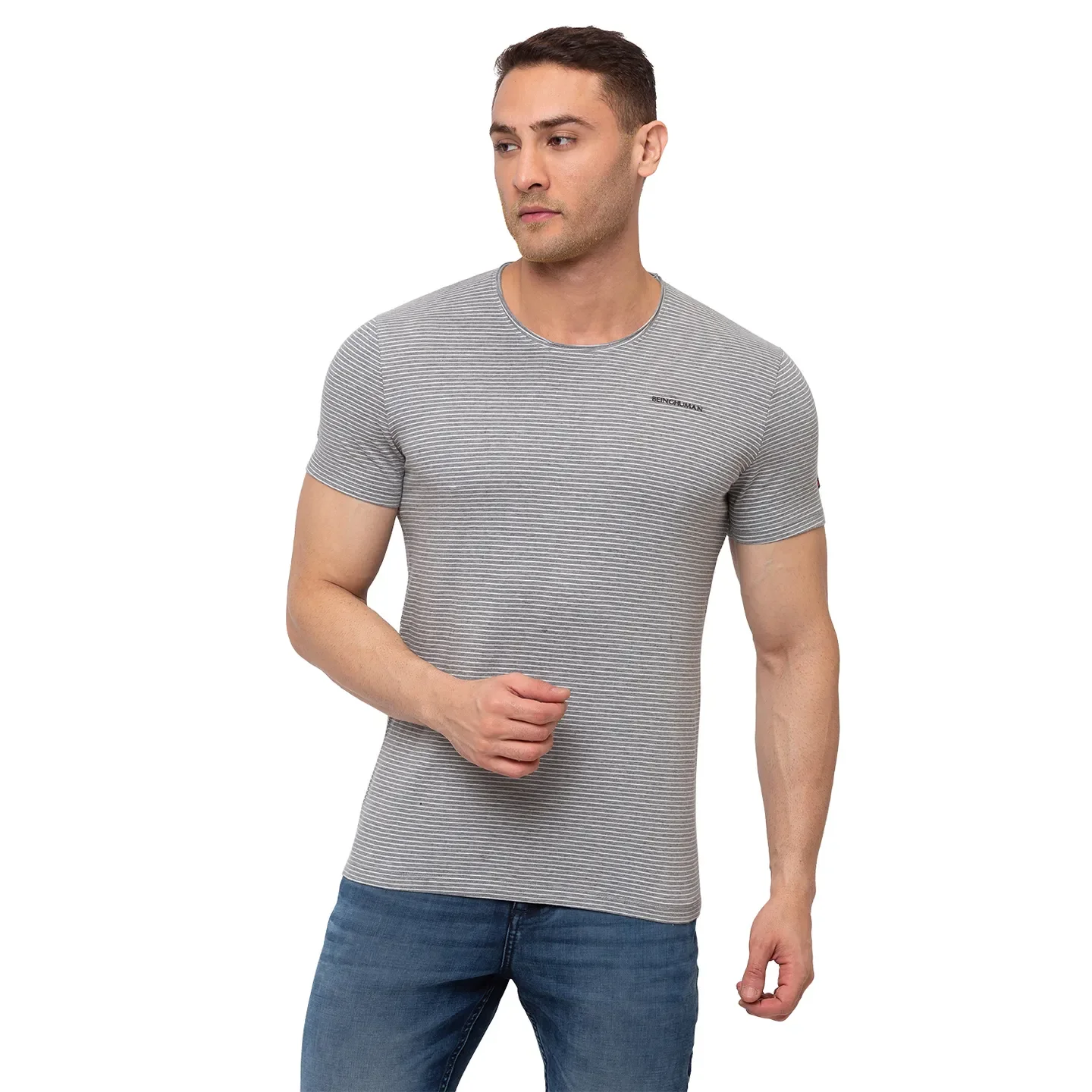 Grey Regular Fit Men's Short Sleeves T-Shirt by Being Human Clothing - Image 2