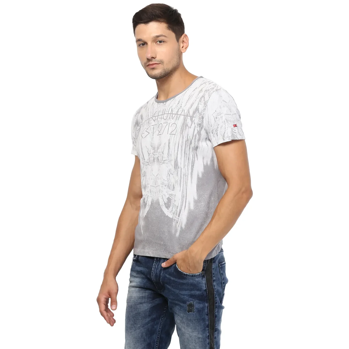 Grey Regular Fit Men's Short Sleeves T-Shirt by Being Human Clothing - Image 4
