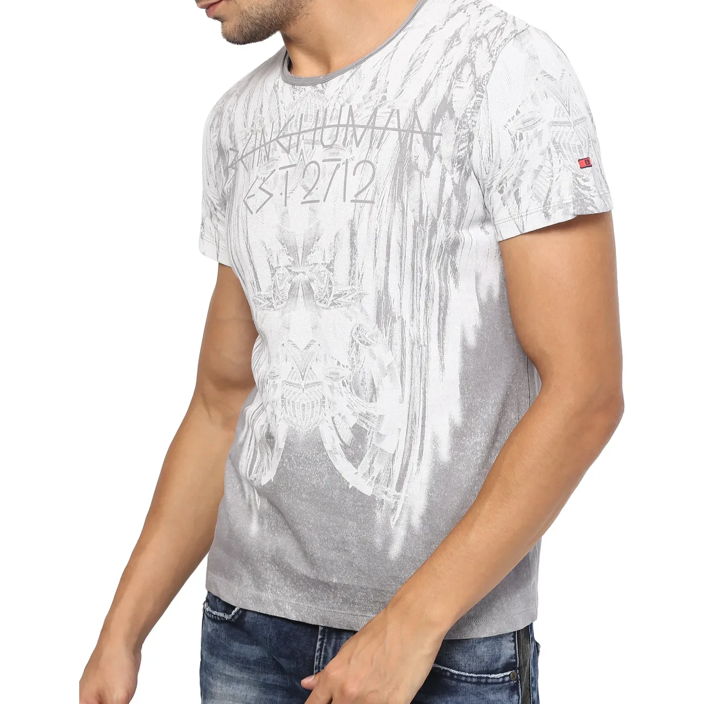 Grey Regular Fit Men's Short Sleeves T-Shirt by Being Human Clothing - Image 5
