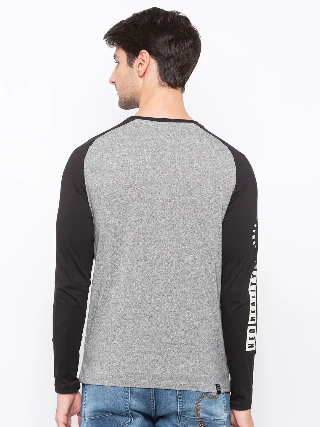 Grey Regular Fit Men's Long Sleeves T-Shirt by Being Human Clothing - Image 3