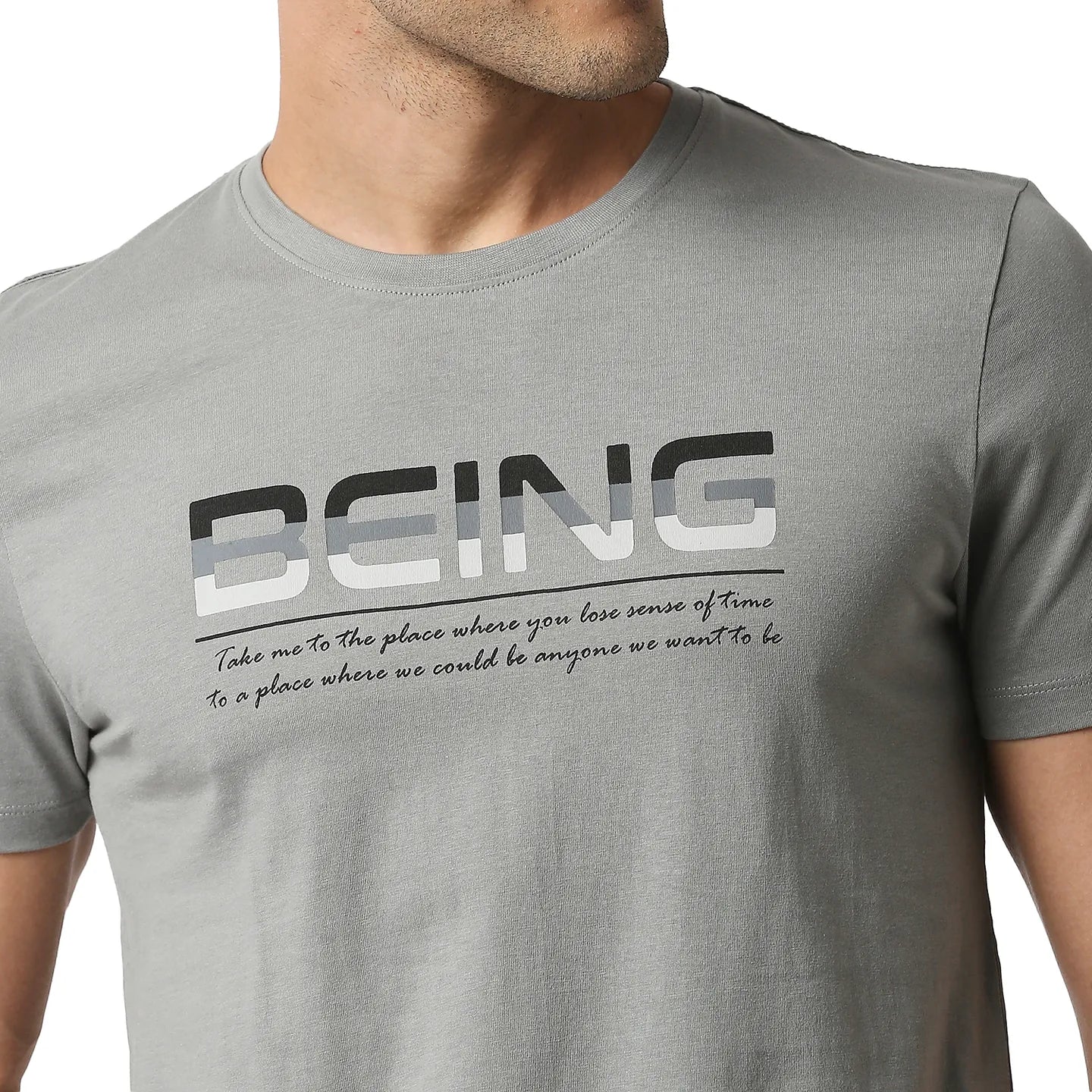 Grey Regular Fit Men's Short Sleeves T-Shirt by Being Human Clothing - Image 5
