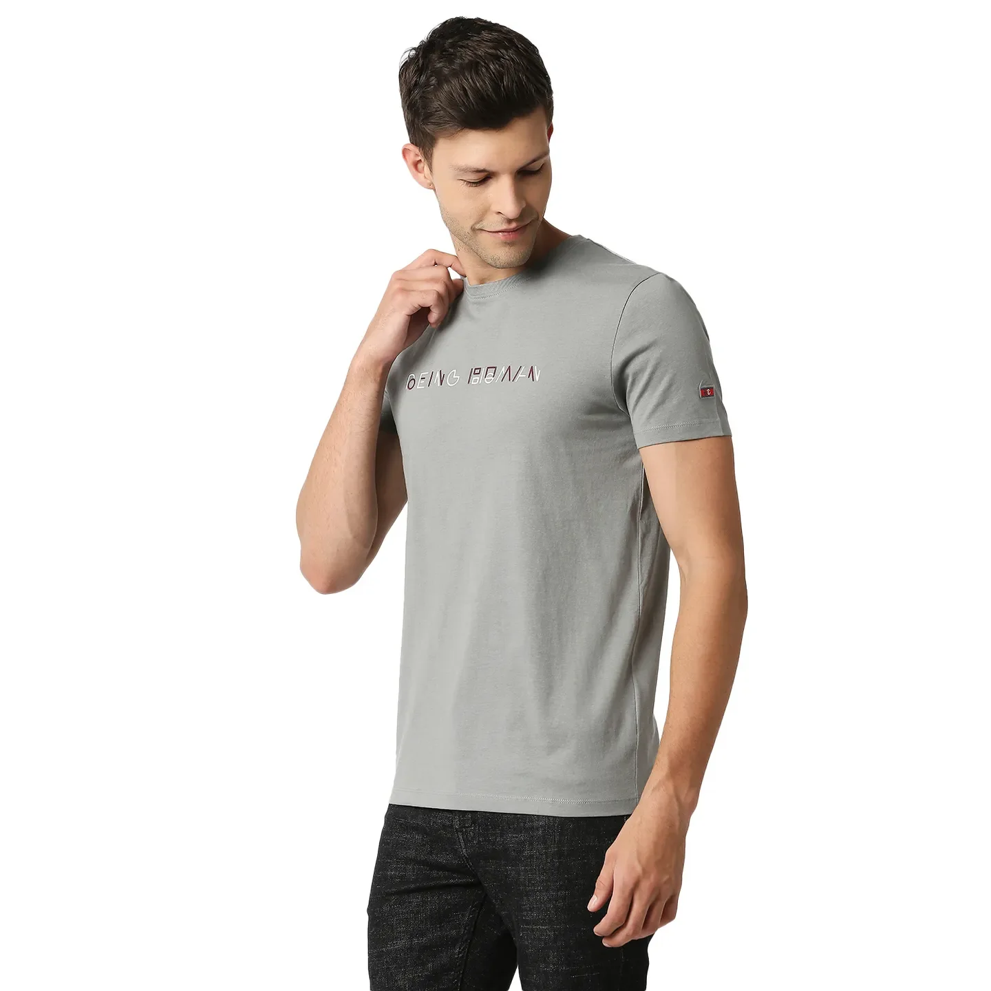Grey Regular Fit Men's Short Sleeves T-Shirt by Being Human Clothing - Image 2
