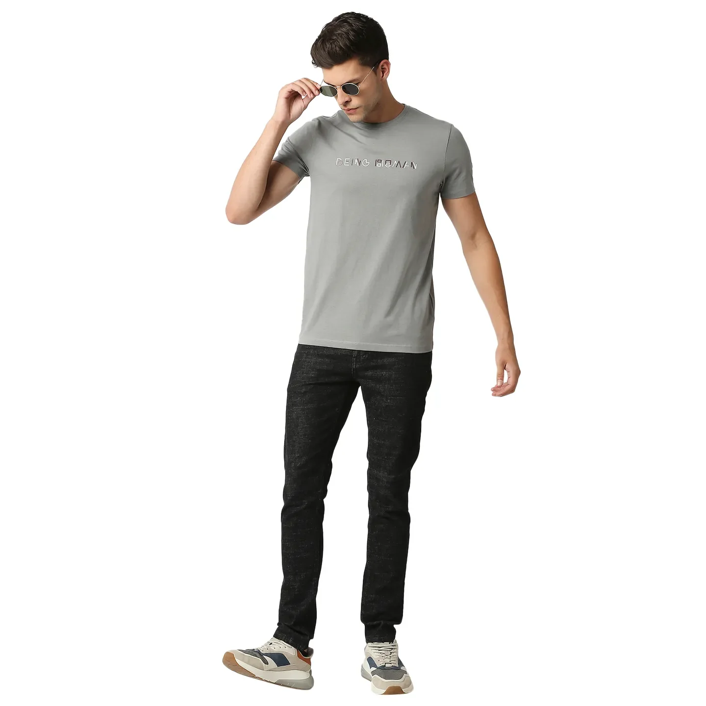 Grey Regular Fit Men's Short Sleeves T-Shirt by Being Human Clothing - Image 6