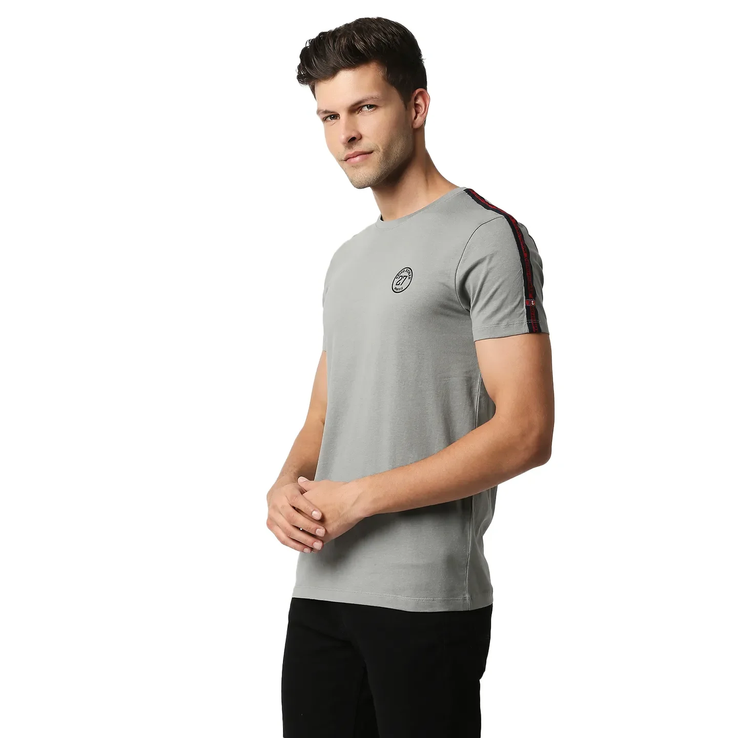 Grey Regular Fit Men's Short Sleeves T-Shirt by Being Human Clothing - Image 2