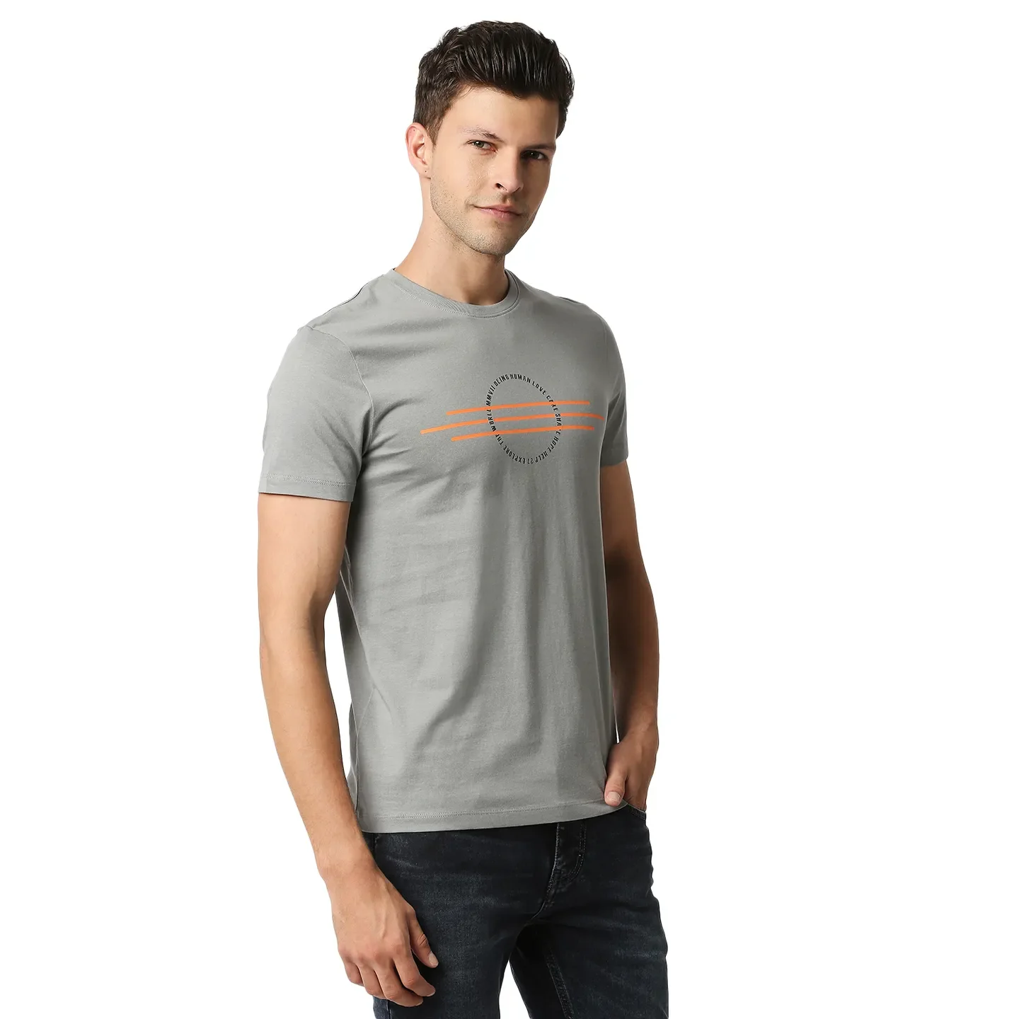 Grey Regular Fit Men's Short Sleeves T-Shirt by Being Human Clothing - Image 3