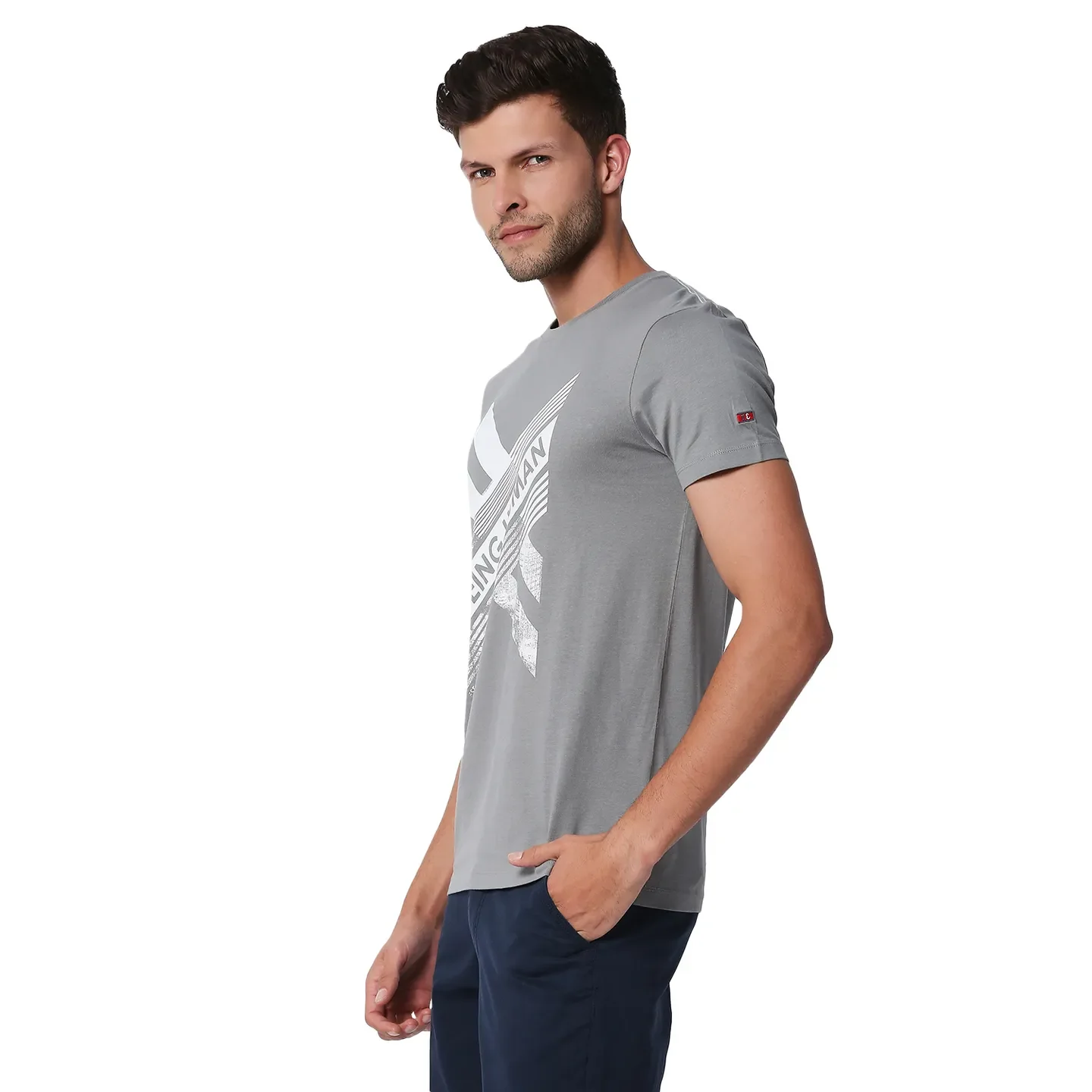 Grey Regular Fit Men's Short Sleeves T-Shirt by Being Human Clothing - Image 2