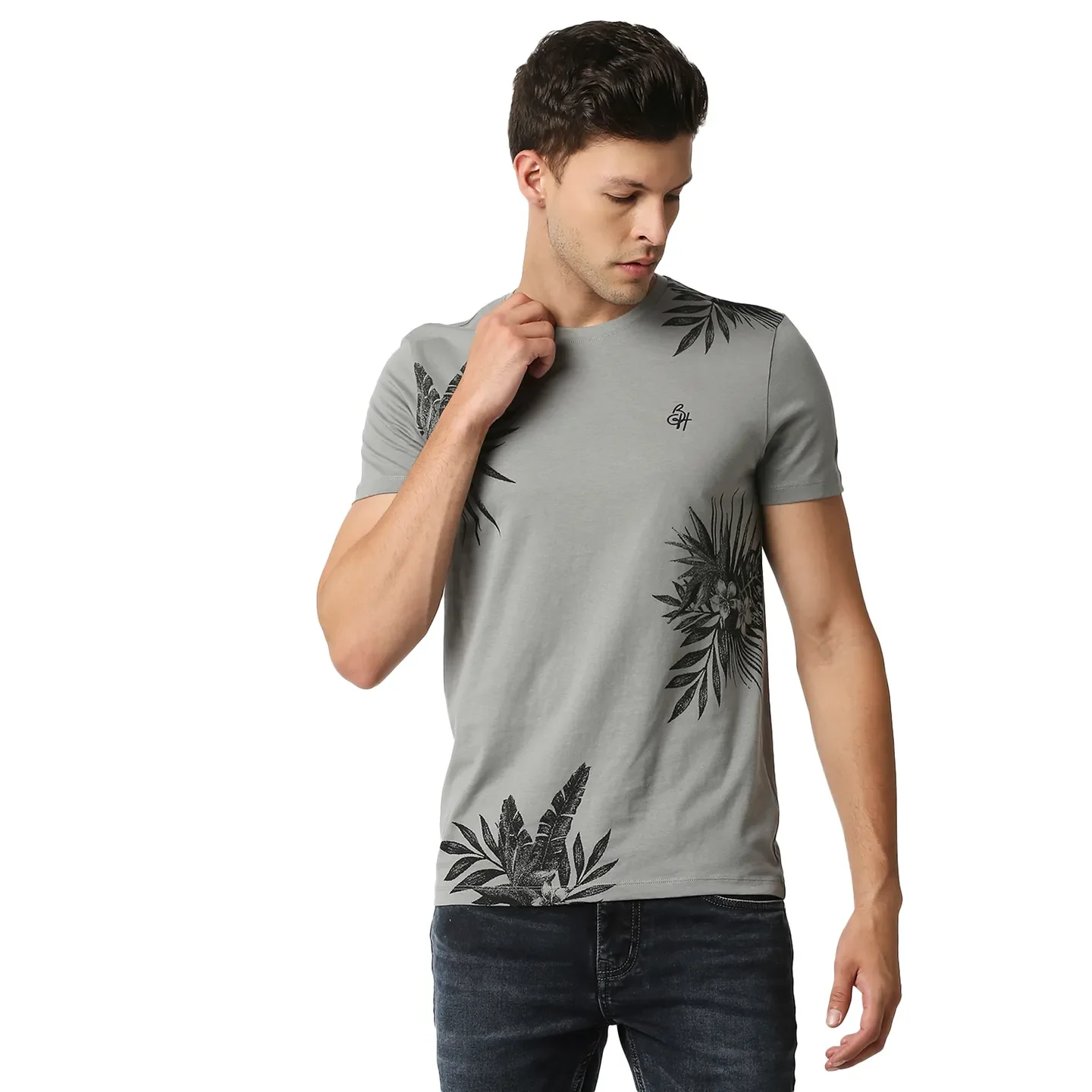 Grey Regular Fit Men's Short Sleeves T-Shirt by Being Human Clothing