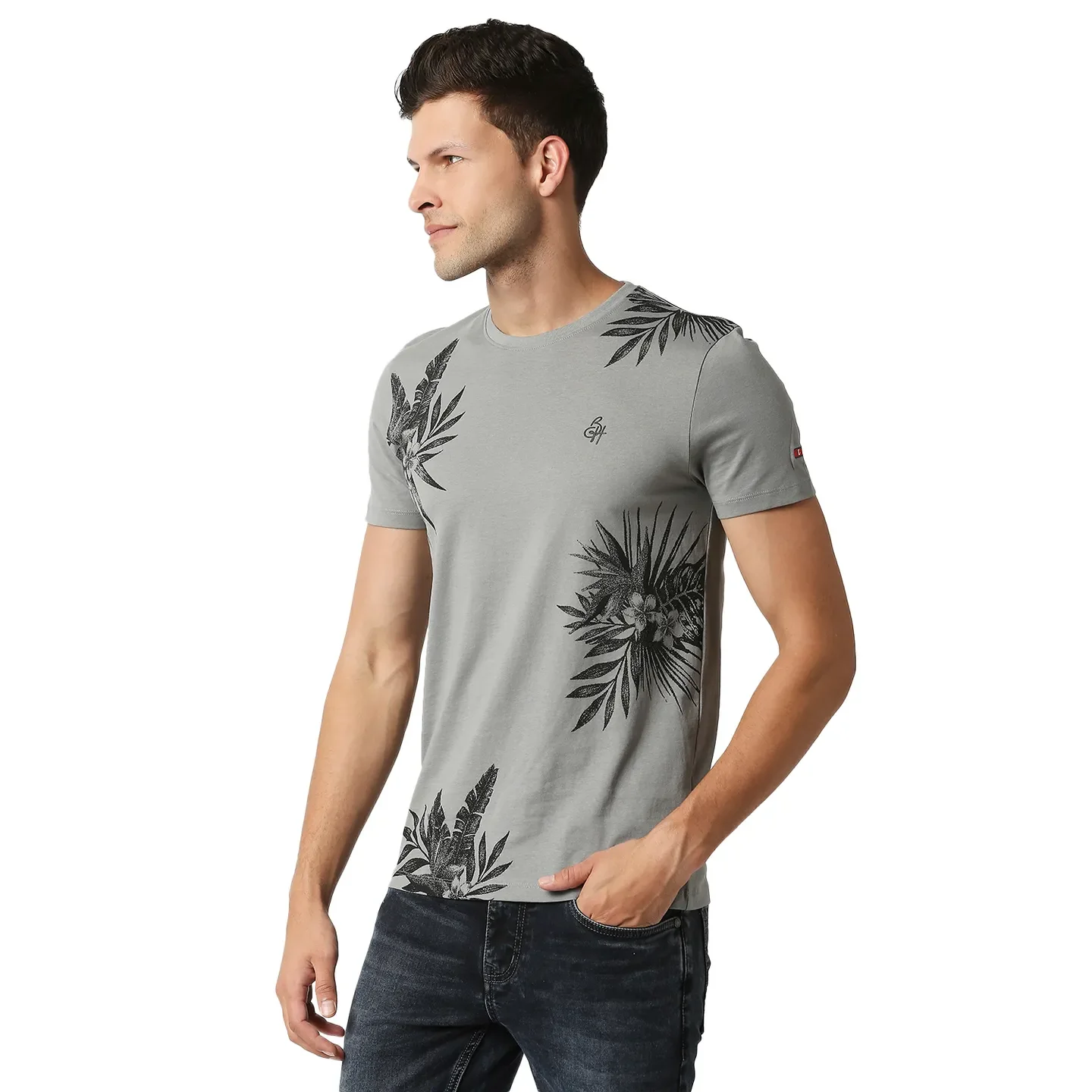 Grey Regular Fit Men's Short Sleeves T-Shirt by Being Human Clothing - Image 2