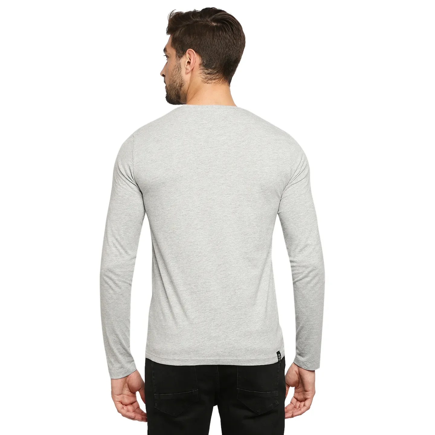 Grey Regular Fit Men's Long Sleeves T-Shirt by Being Human Clothing - Image 4
