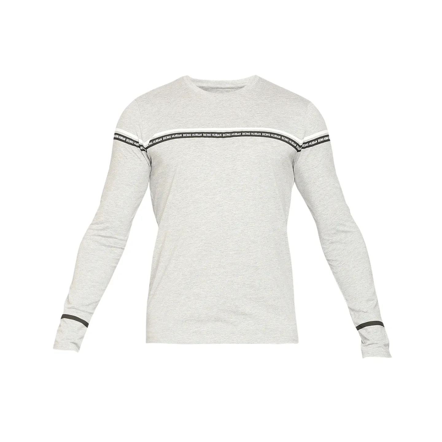 Grey Regular Fit Men's Long Sleeves T-Shirt by Being Human Clothing - Image 7