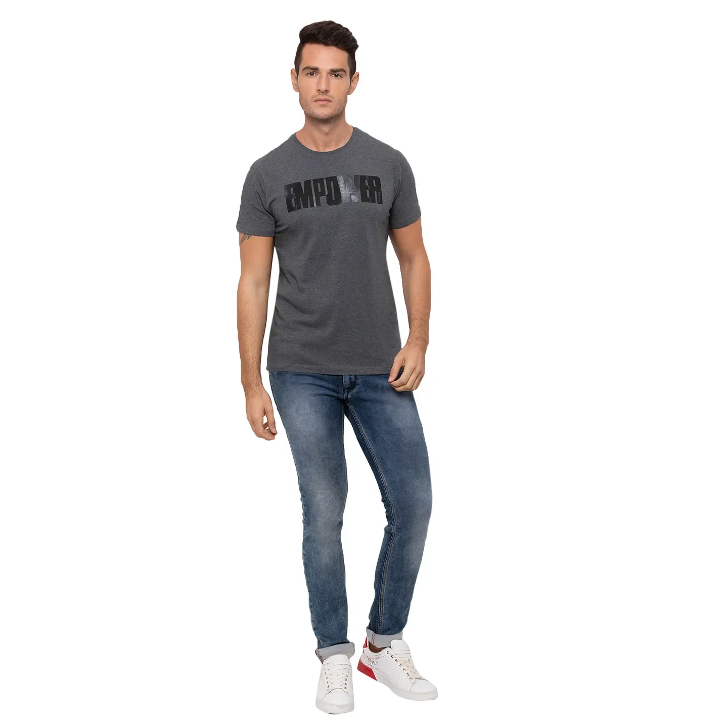 Grey Regular Fit Men's T-Shirt by Being Human Clothing - Image 2