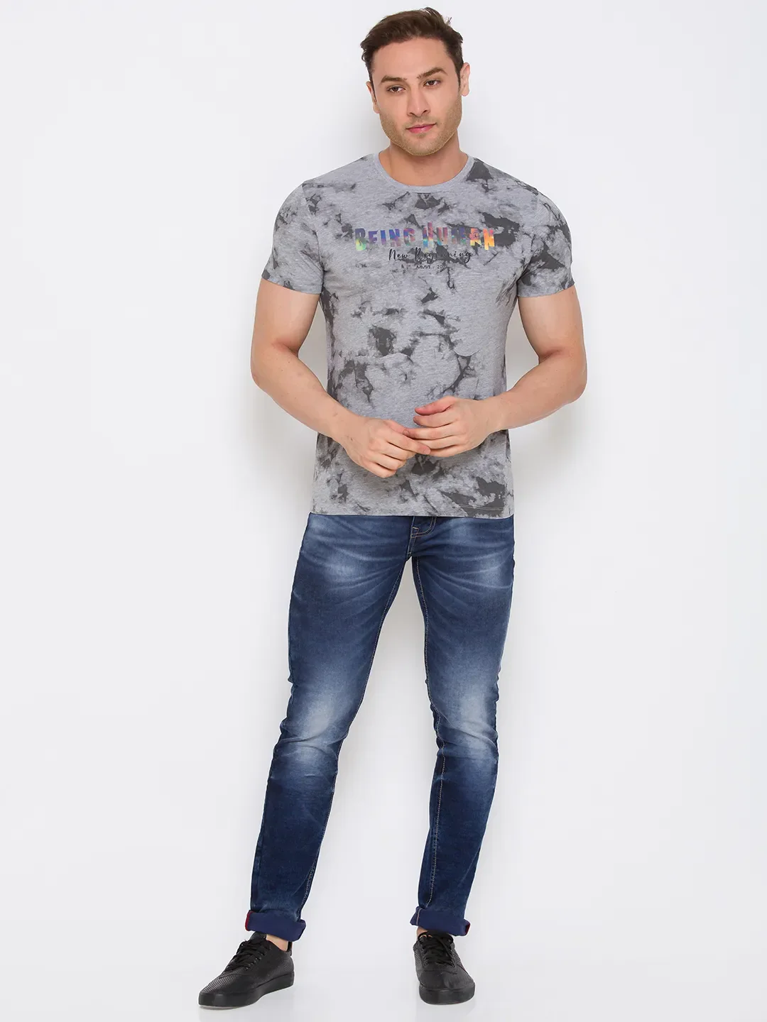 Grey Regular Fit Men's Short Sleeves T-Shirt by Being Human Clothing - Image 6