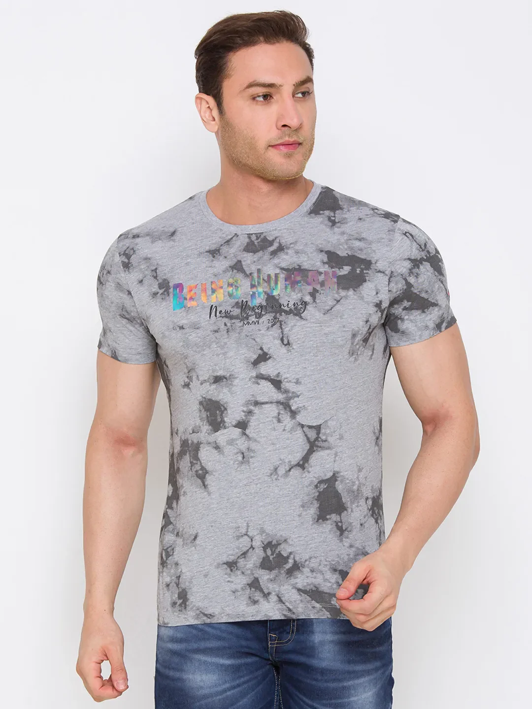 Grey Regular Fit Men's Short Sleeves T-Shirt by Being Human Clothing - Image 8