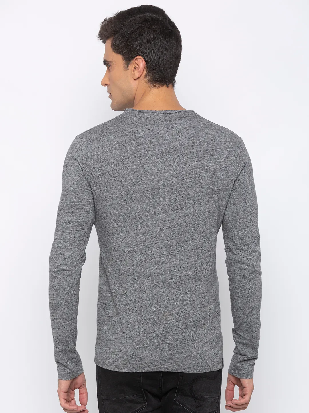 Grey Regular Fit Men's Long Sleeves T-Shirt by Being Human Clothing - Image 2
