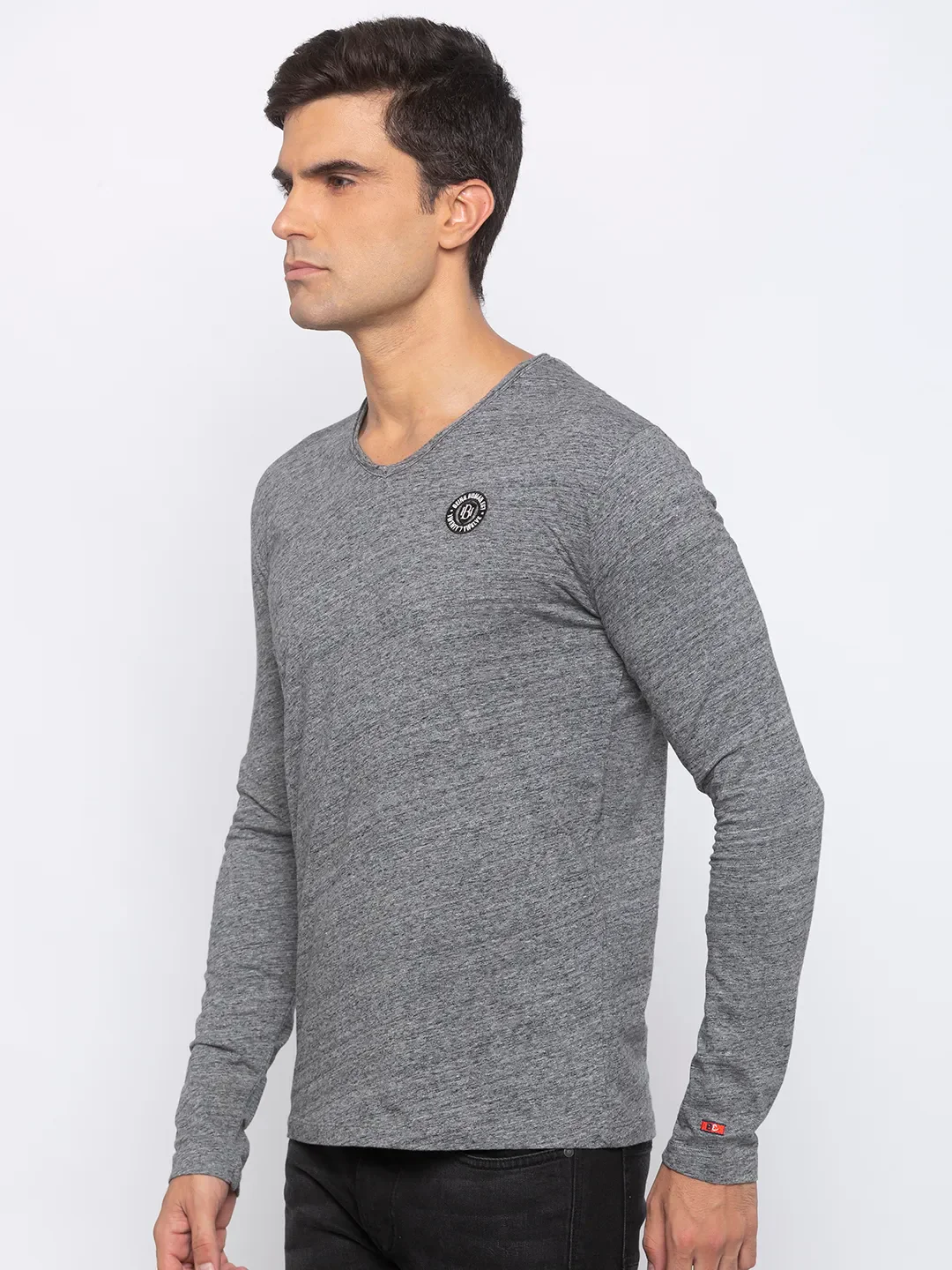 Grey Regular Fit Men's Long Sleeves T-Shirt by Being Human Clothing - Image 3