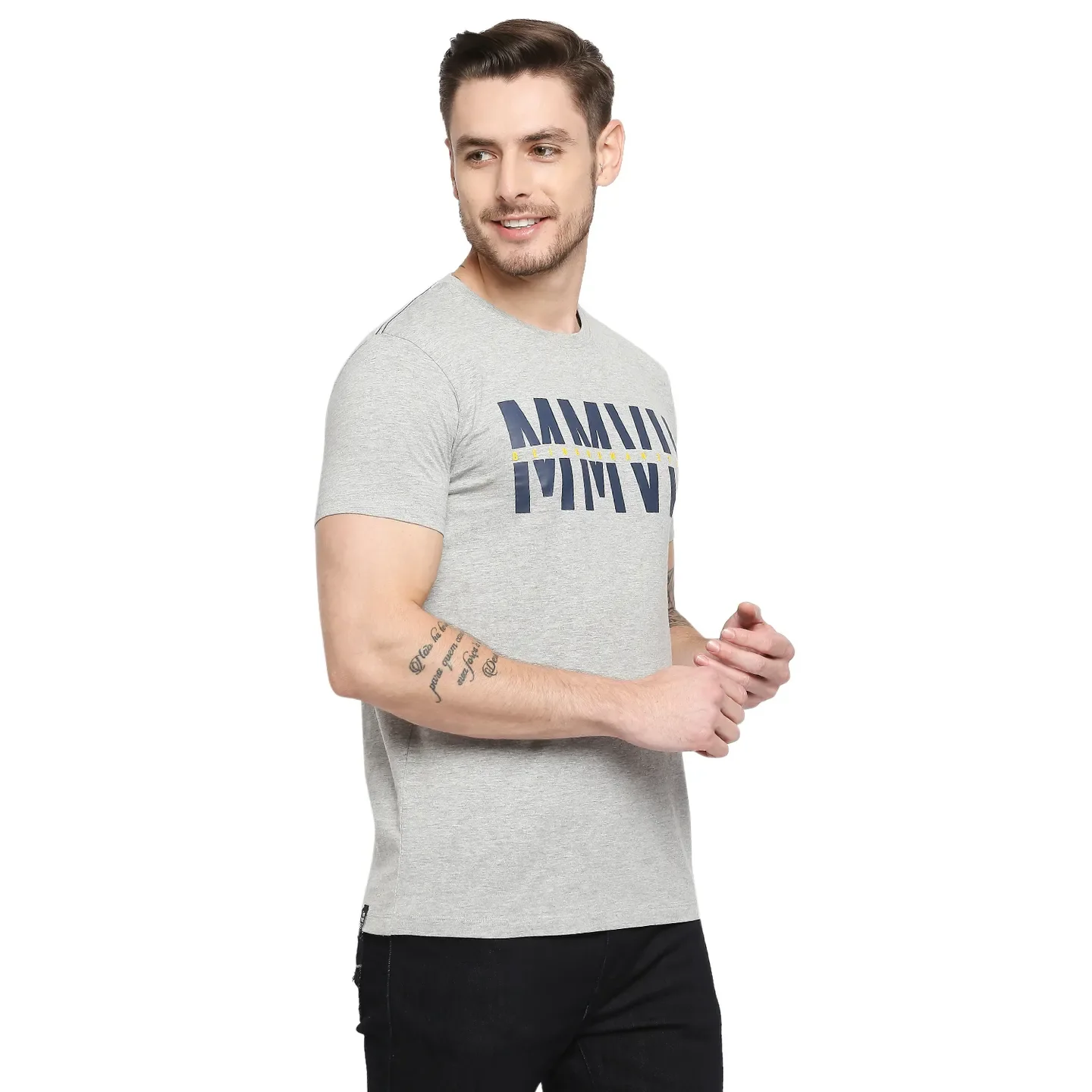 Grey Regular Fit Men's Short Sleeves T-Shirt by Being Human Clothing - Image 5