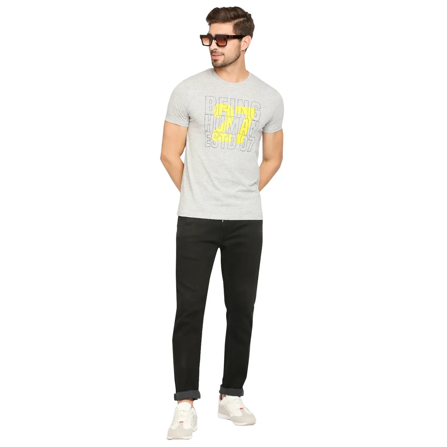 Grey Regular Fit Men's Short Sleeves T-Shirt by Being Human Clothing - Image 6
