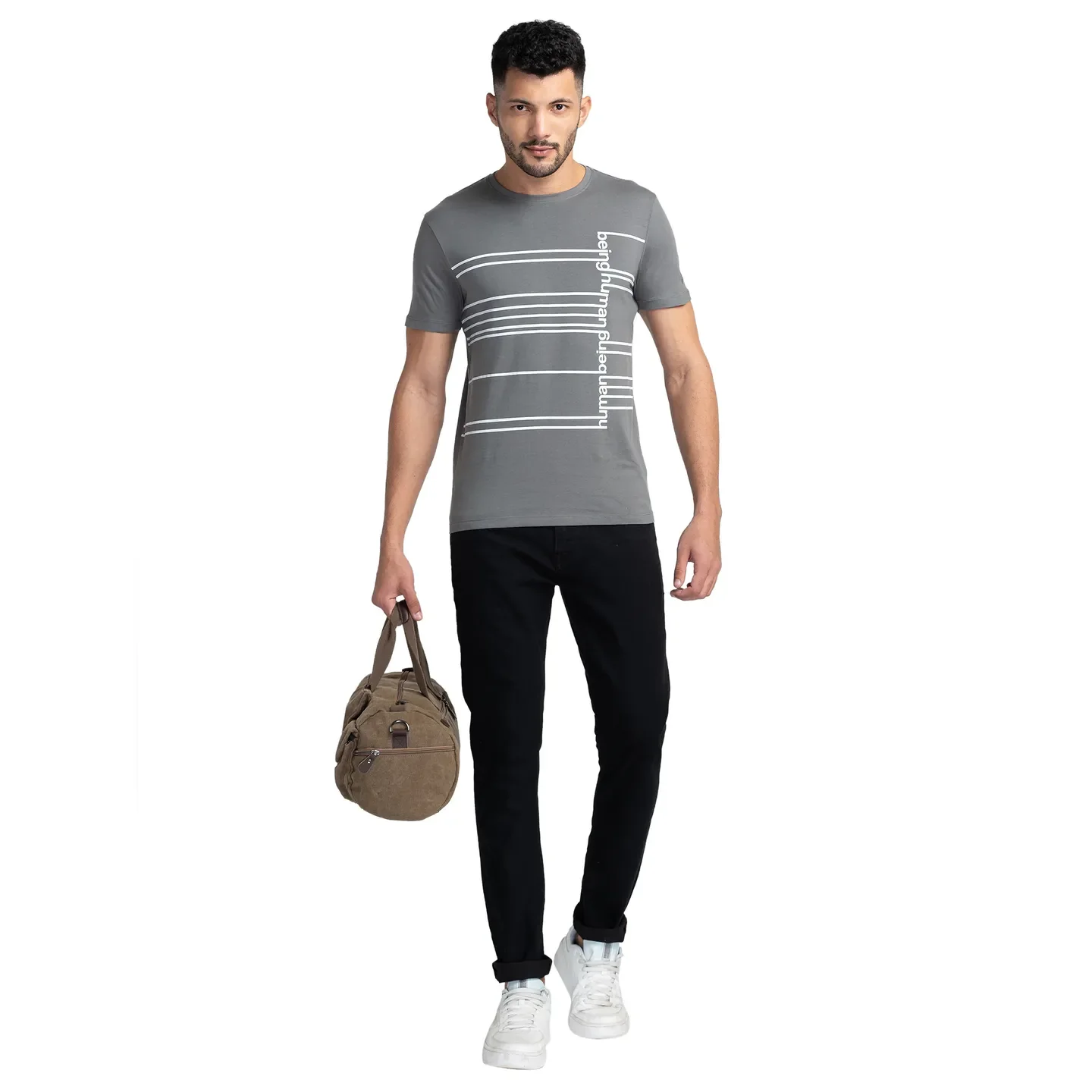 Grey Regular Fit Men's Short Sleeves T-Shirt by Being Human Clothing - Image 6