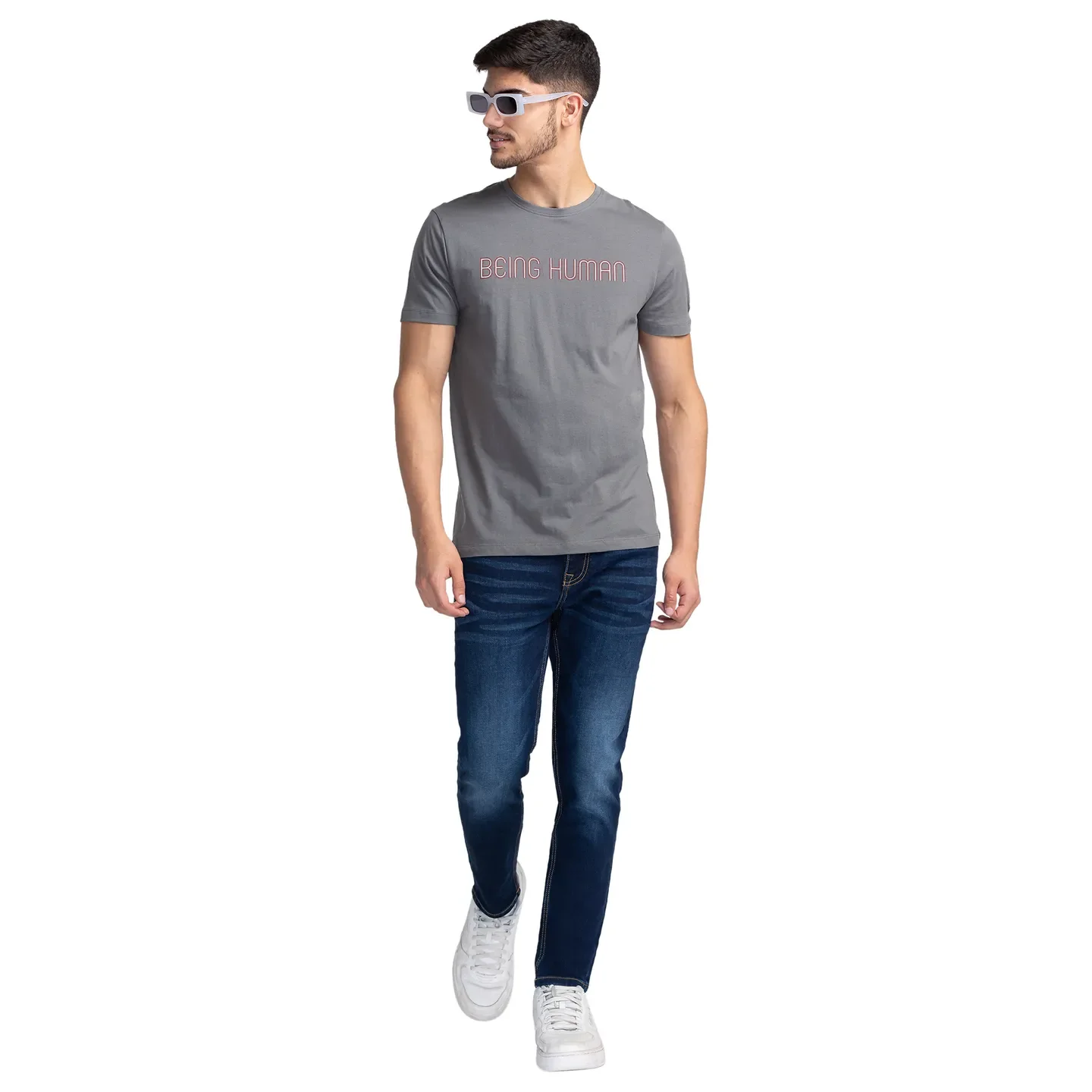 Grey Regular Fit Men's Short Sleeves T-Shirt by Being Human Clothing - Image 6