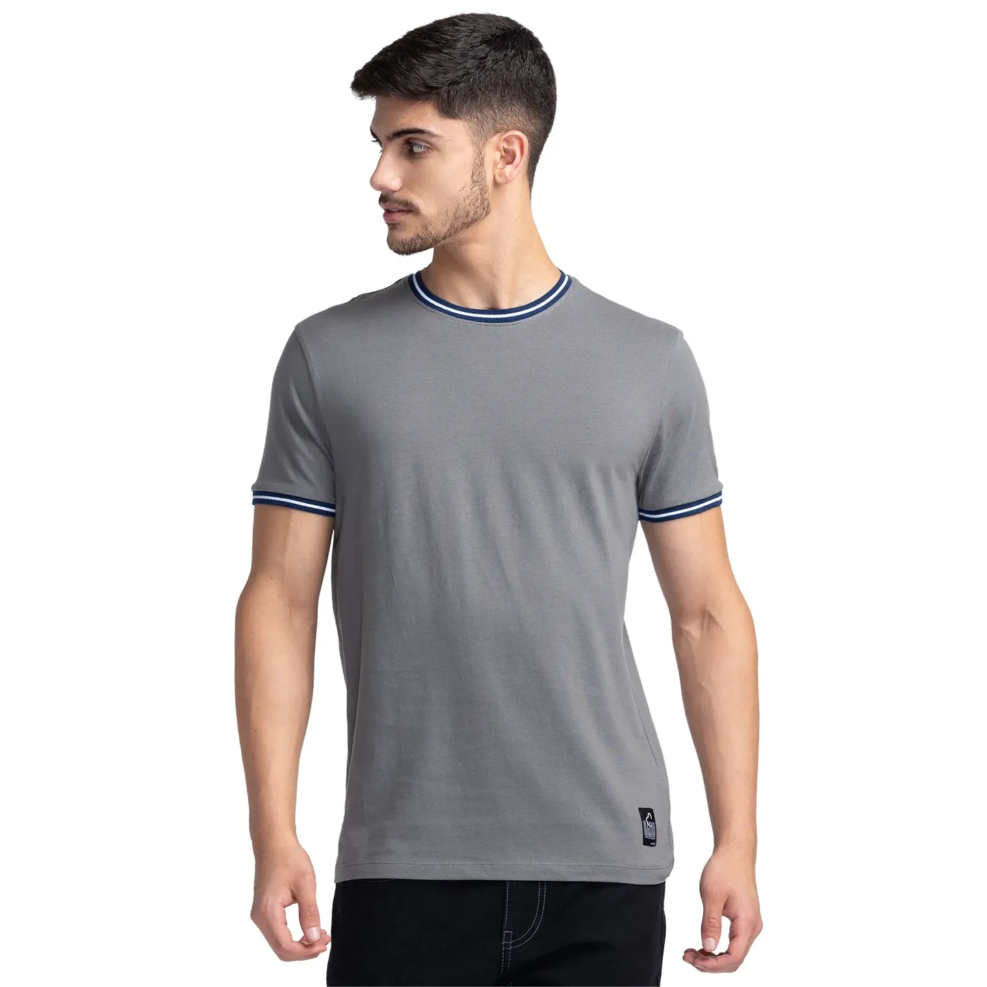 Grey Regular Fit Men's Short Sleeves T-Shirt by Being Human Clothing