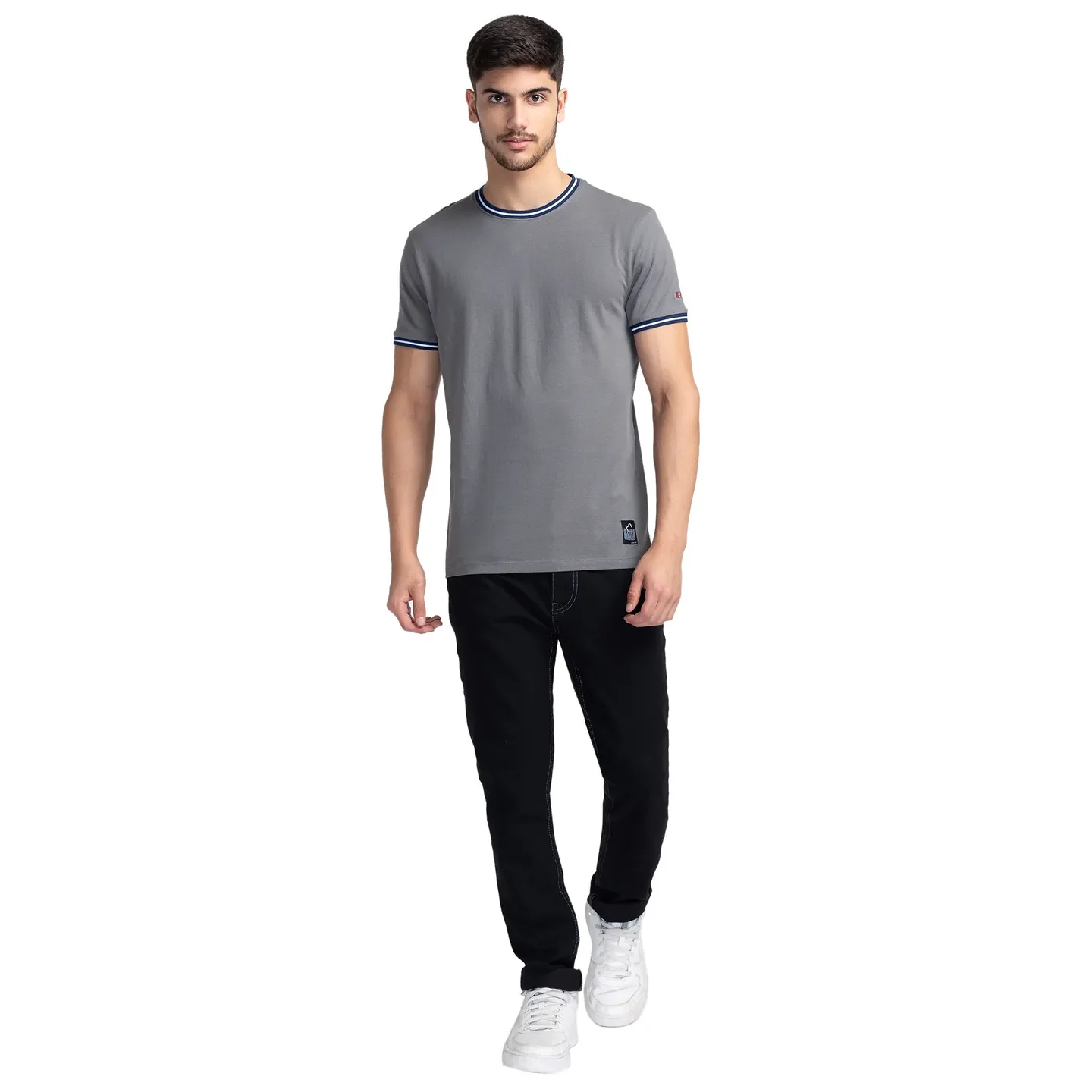 Grey Regular Fit Men's Short Sleeves T-Shirt by Being Human Clothing - Image 2