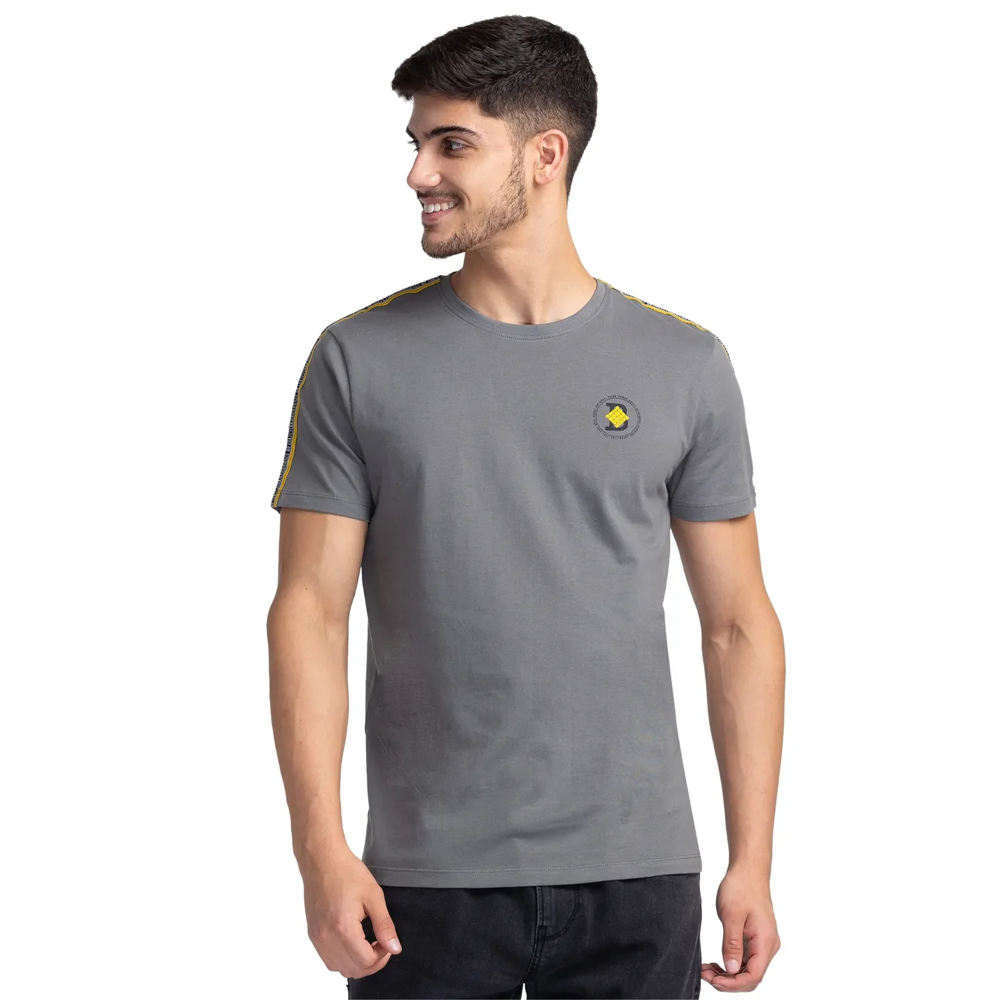 Grey Regular Fit Men's Short Sleeves T-Shirt by Being Human Clothing