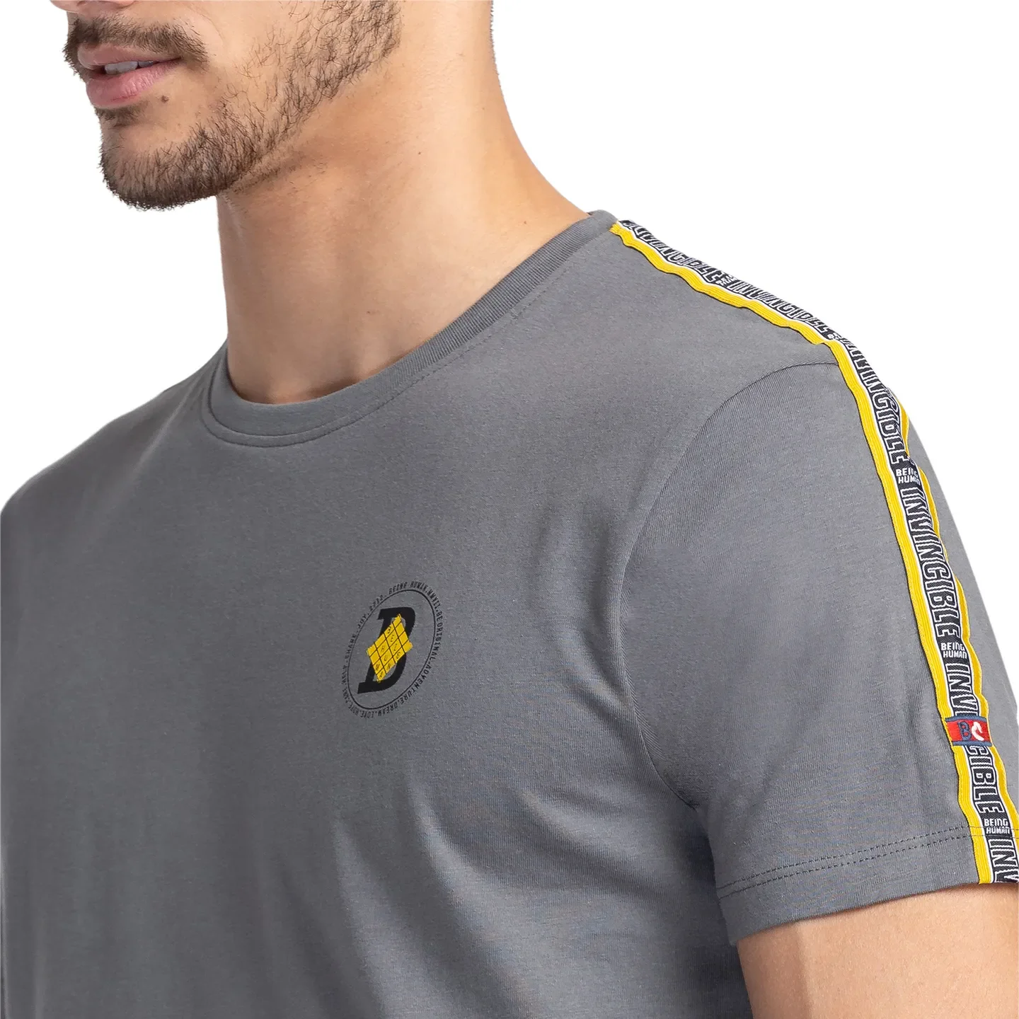 Grey Regular Fit Men's Short Sleeves T-Shirt by Being Human Clothing - Image 5