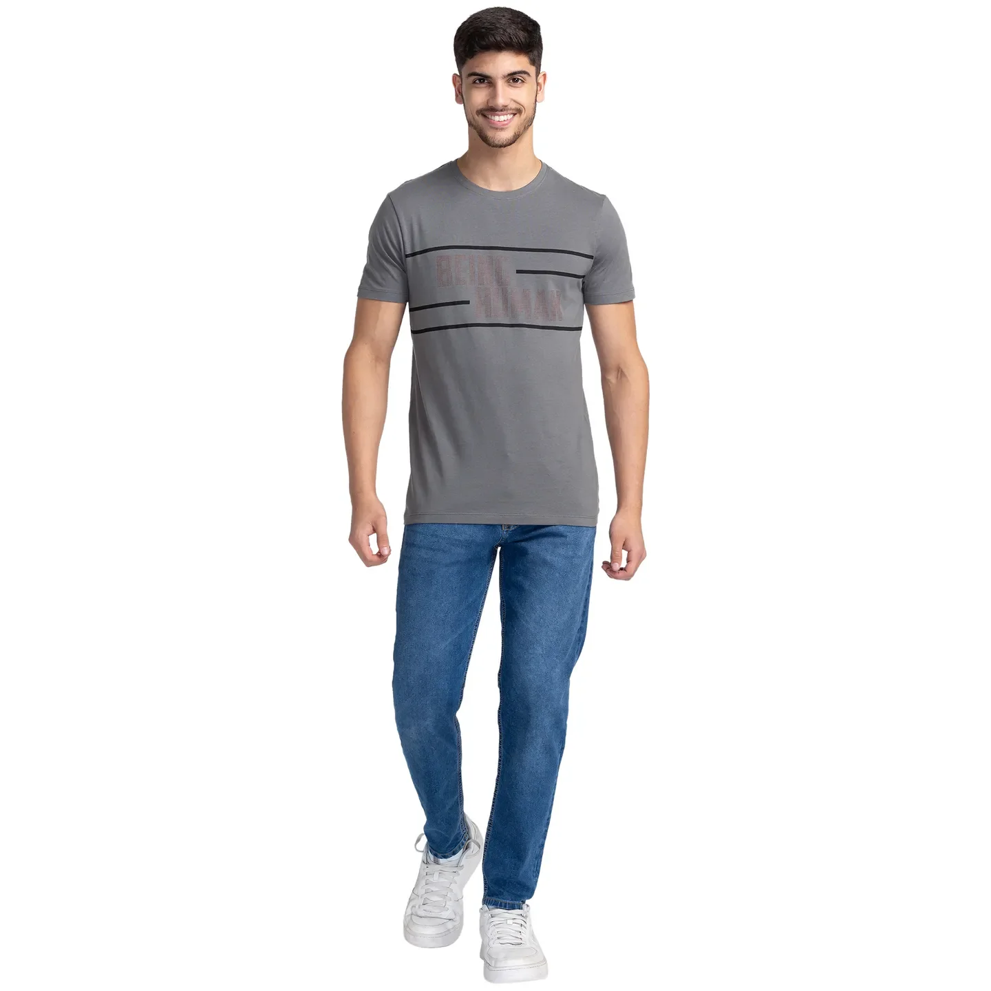 Grey Regular Fit Men's Short Sleeves T-Shirt by Being Human Clothing - Image 2