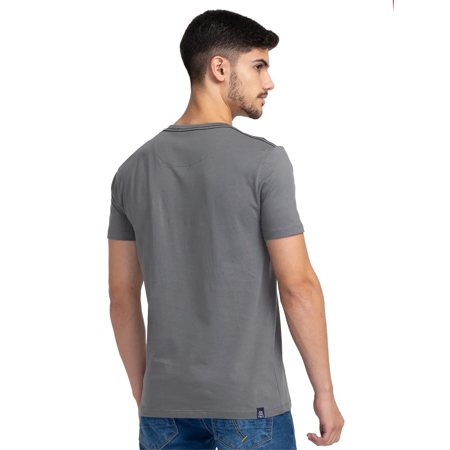 Grey Regular Fit Men's Short Sleeves T-Shirt by Being Human Clothing - Image 3